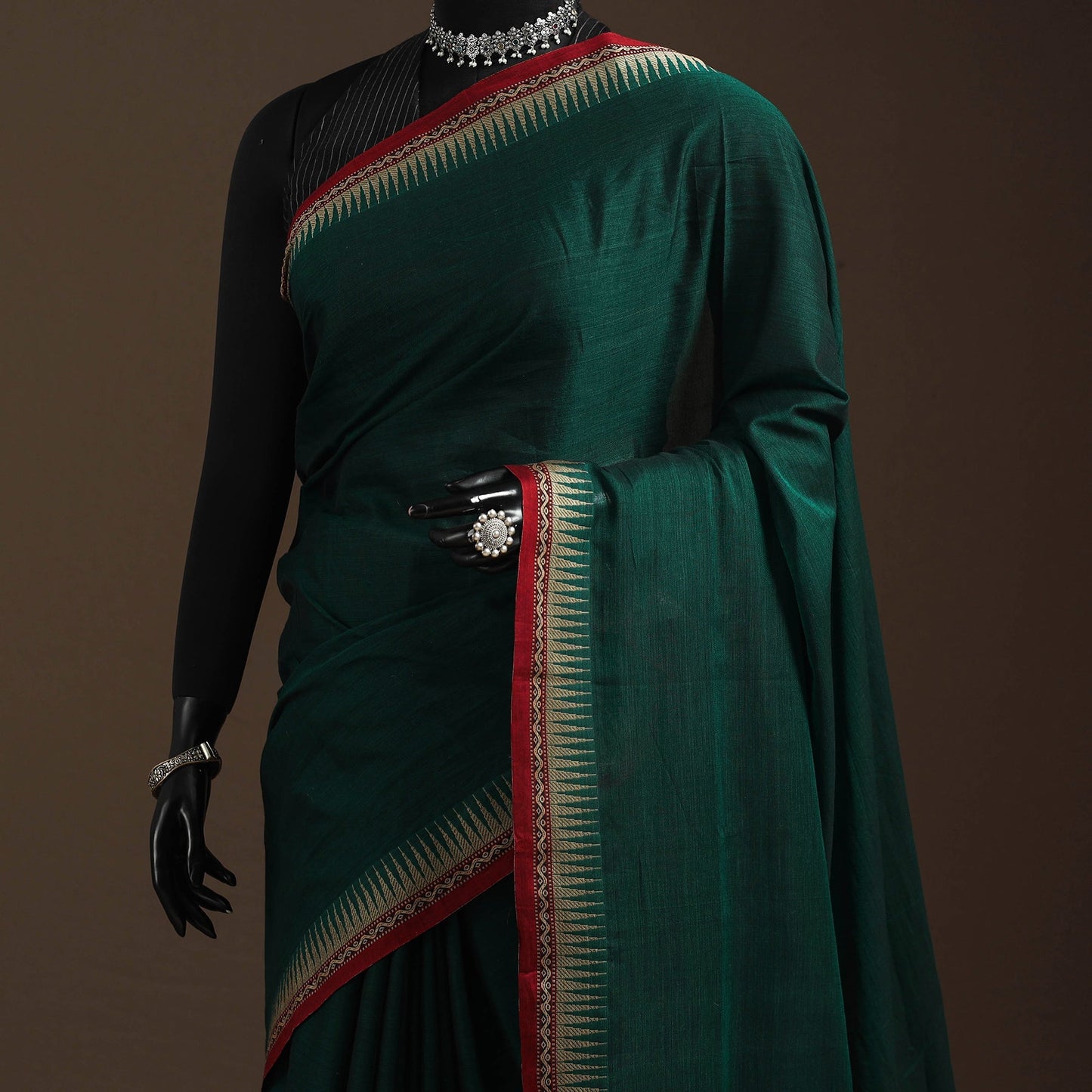 Dharwad cotton saree with border 08 - handcrafted