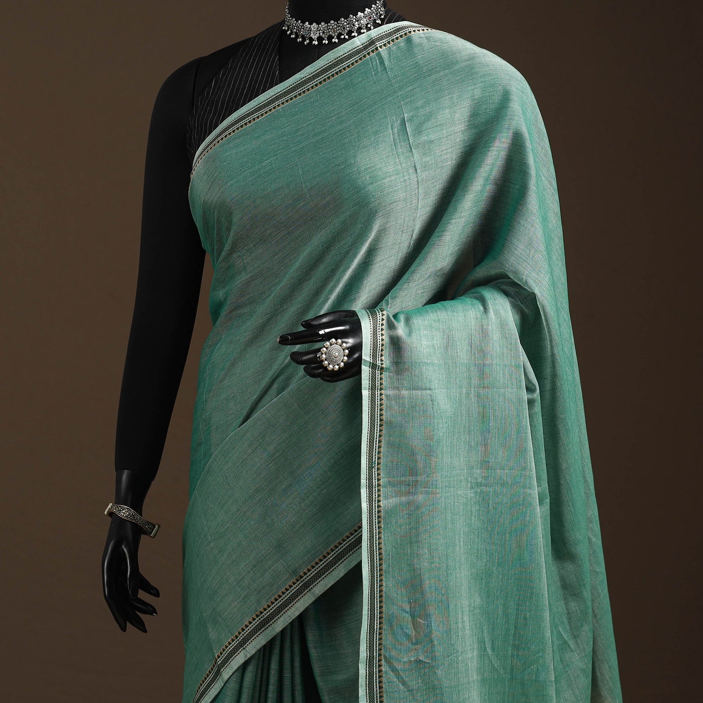 Dharwad cotton saree with border 12 - handcrafted