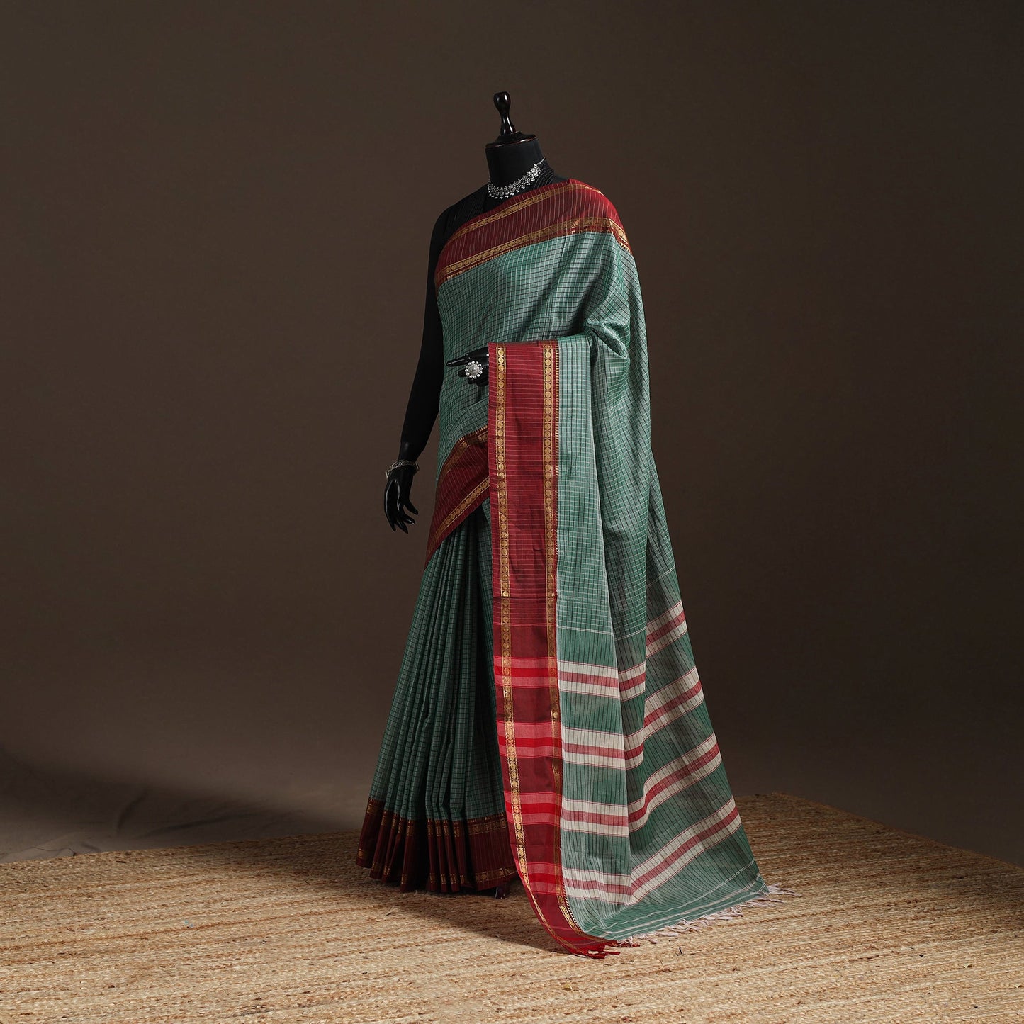 Dharwad cotton saree with border 22 - handcrafted