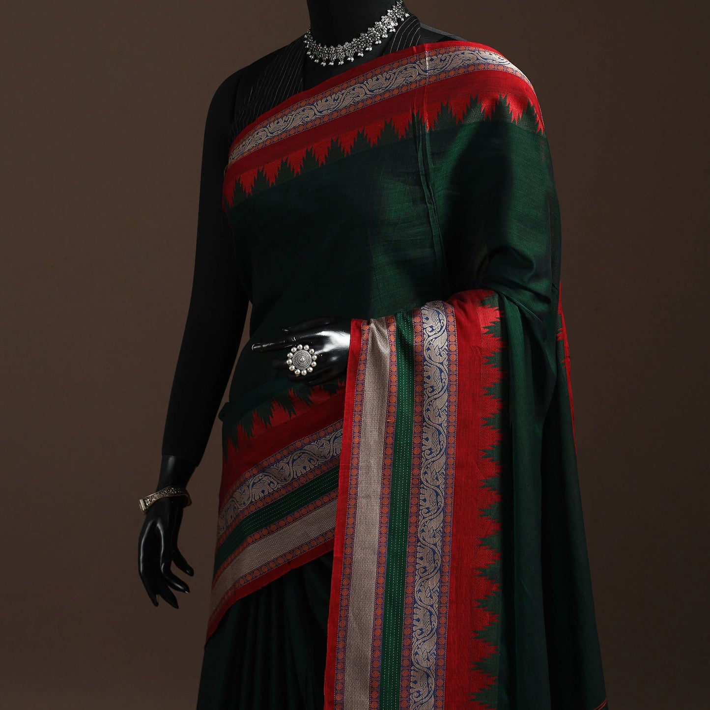 Dharwad cotton saree with border 24 - handcrafted