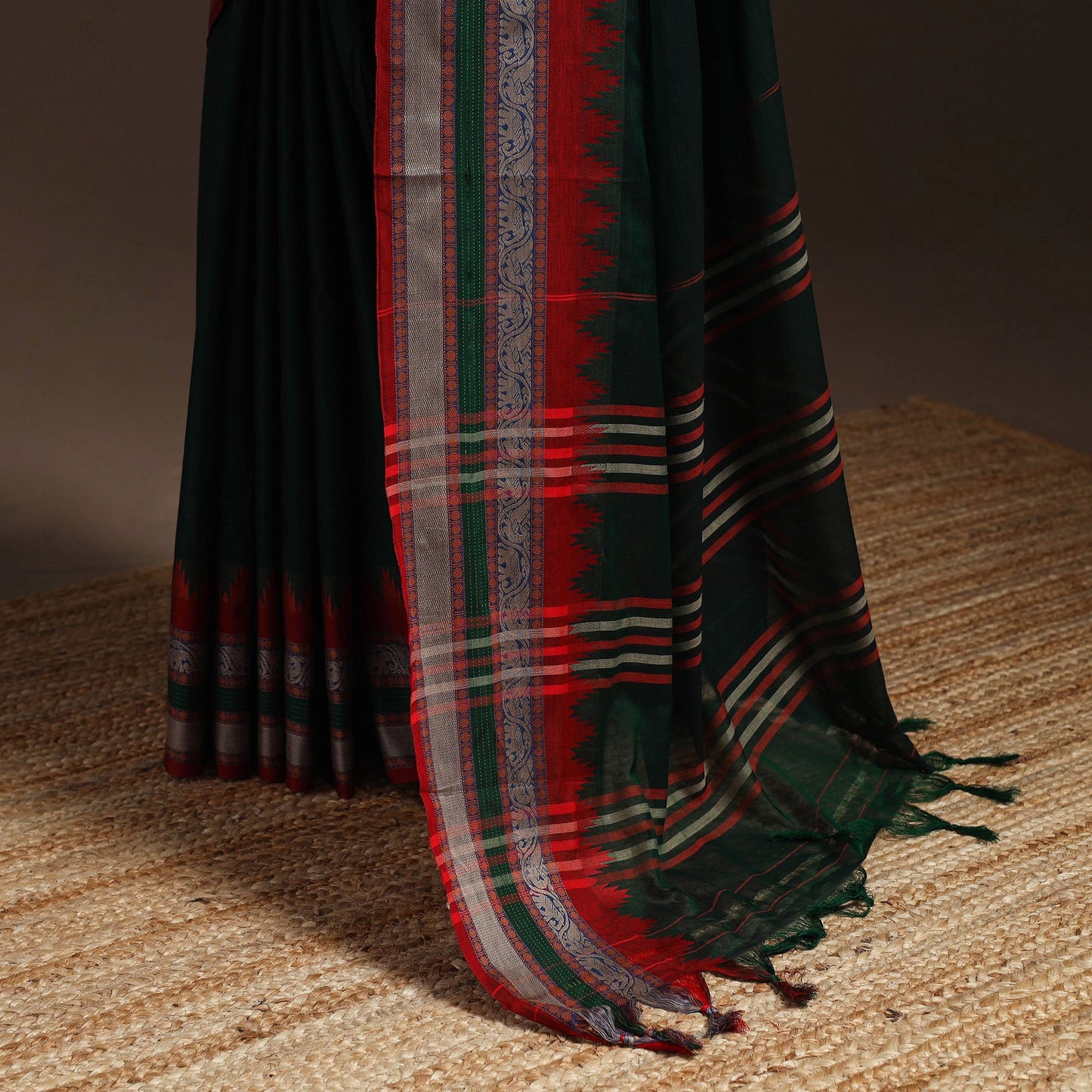 Dharwad cotton saree with border 24 - handcrafted