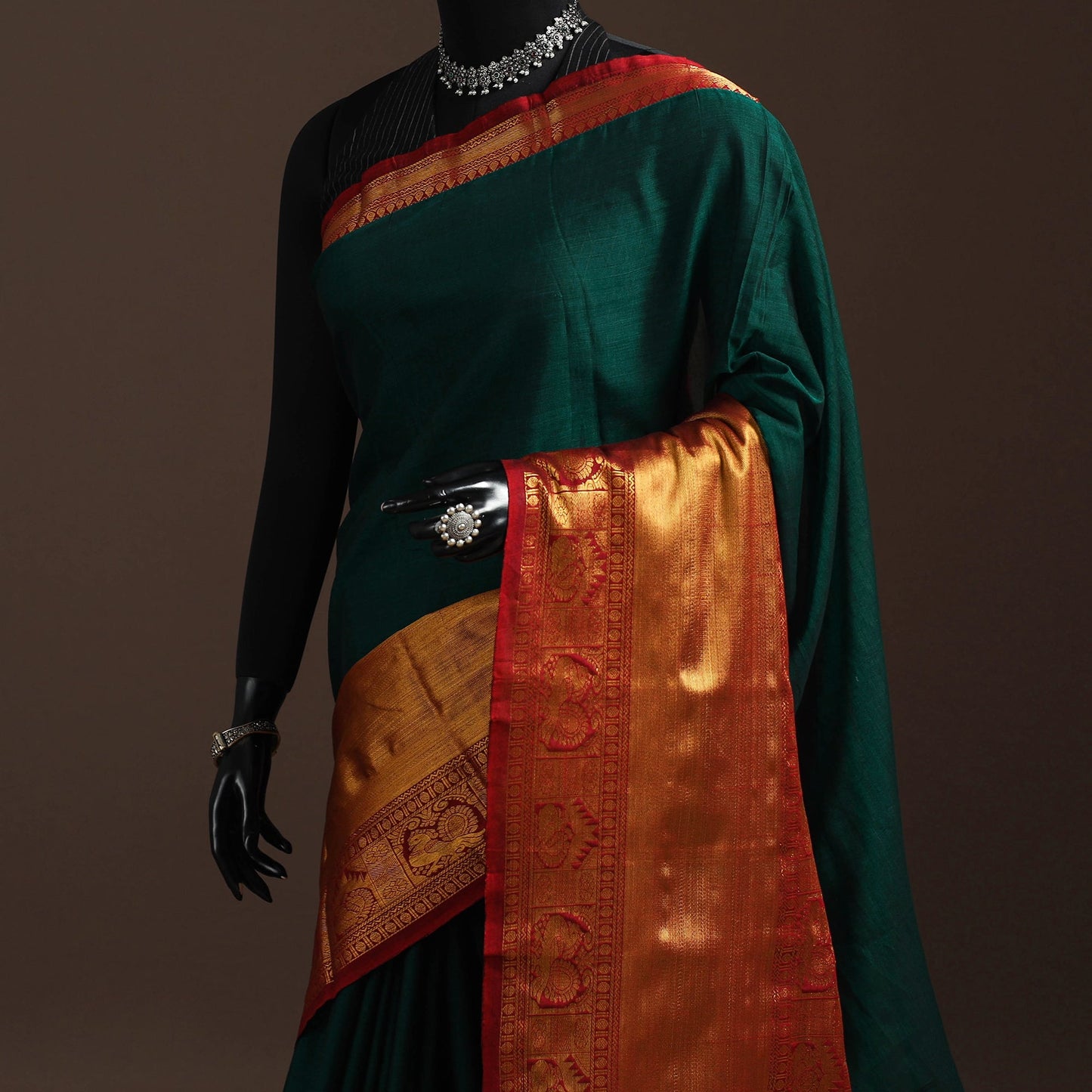 Dharwad cotton saree with border 48 - handcrafted