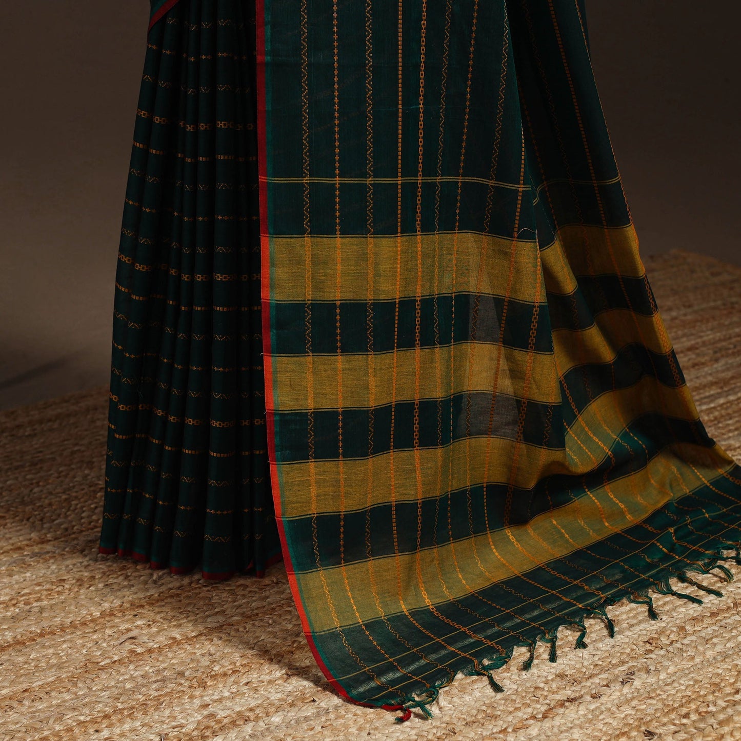 Dharwad cotton saree with thread stripes 09 - handcrafted