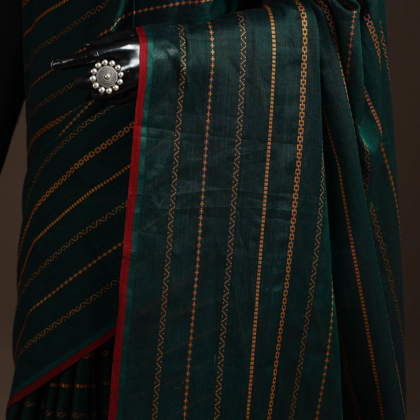 Dharwad cotton saree with thread stripes 09 - handcrafted