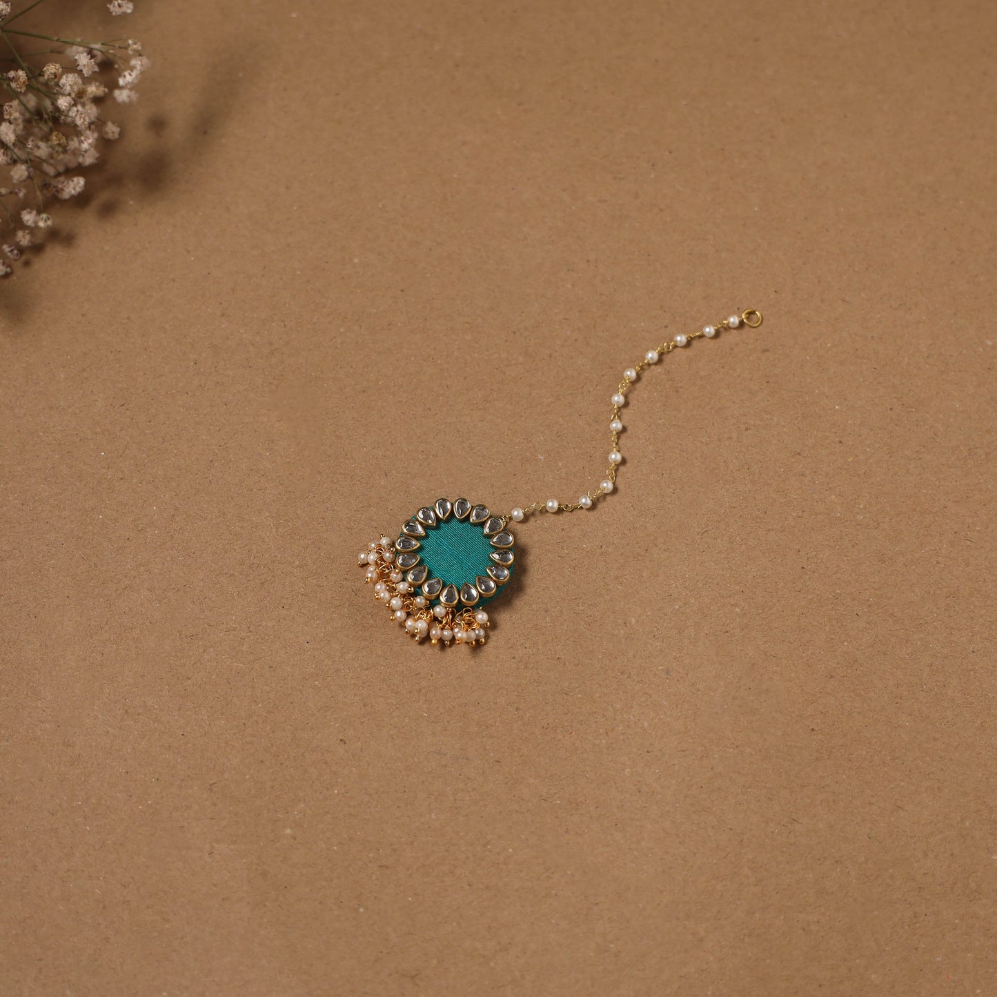 Fabart kundan earrings & maang tikka set 18 - handcrafted