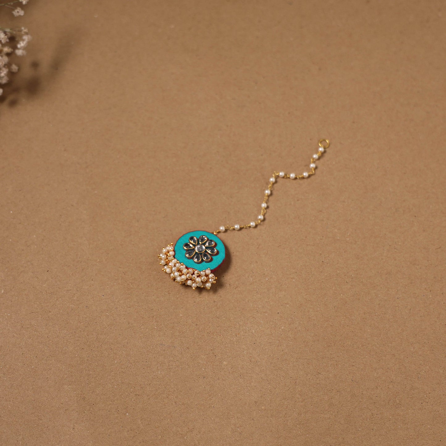 Fabart kundan earrings & maang tikka set 20 - handcrafted