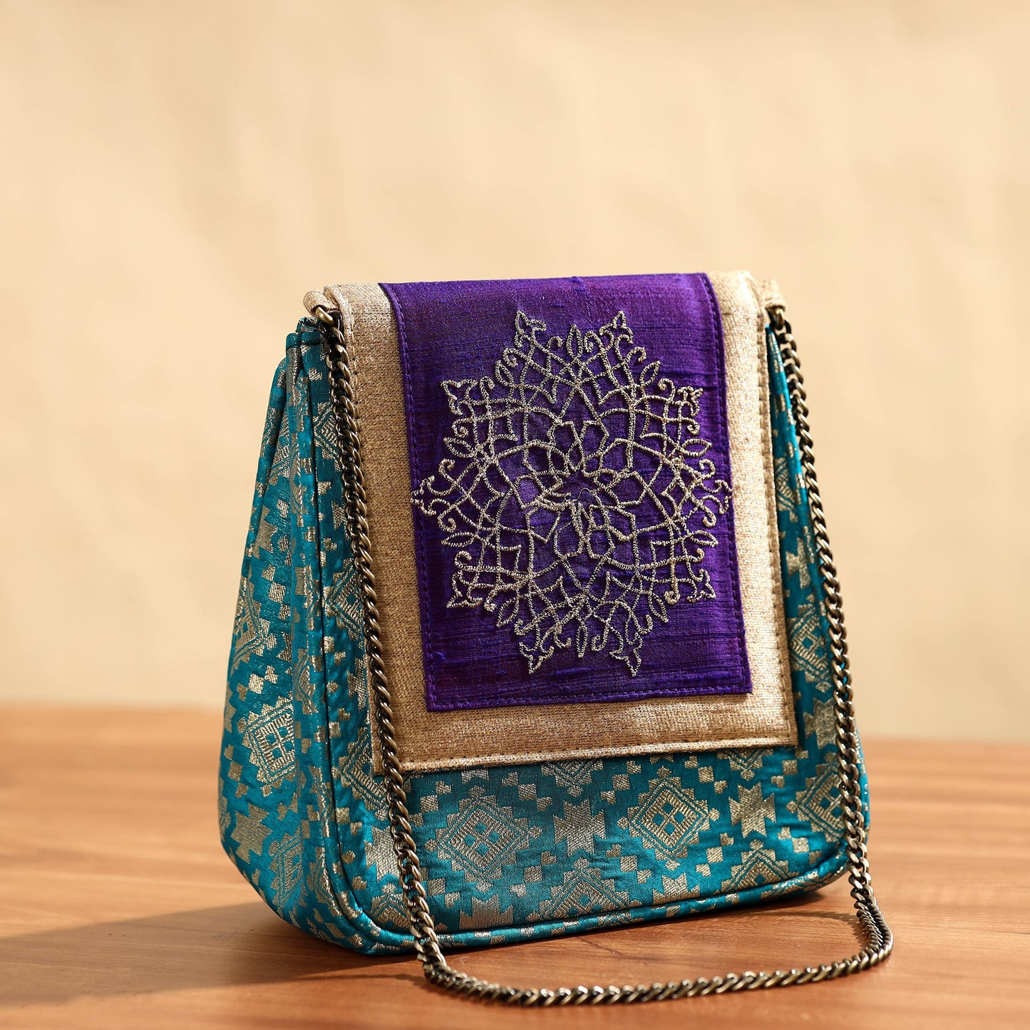 Fabric Embellished Embroidered Party Hand Bag