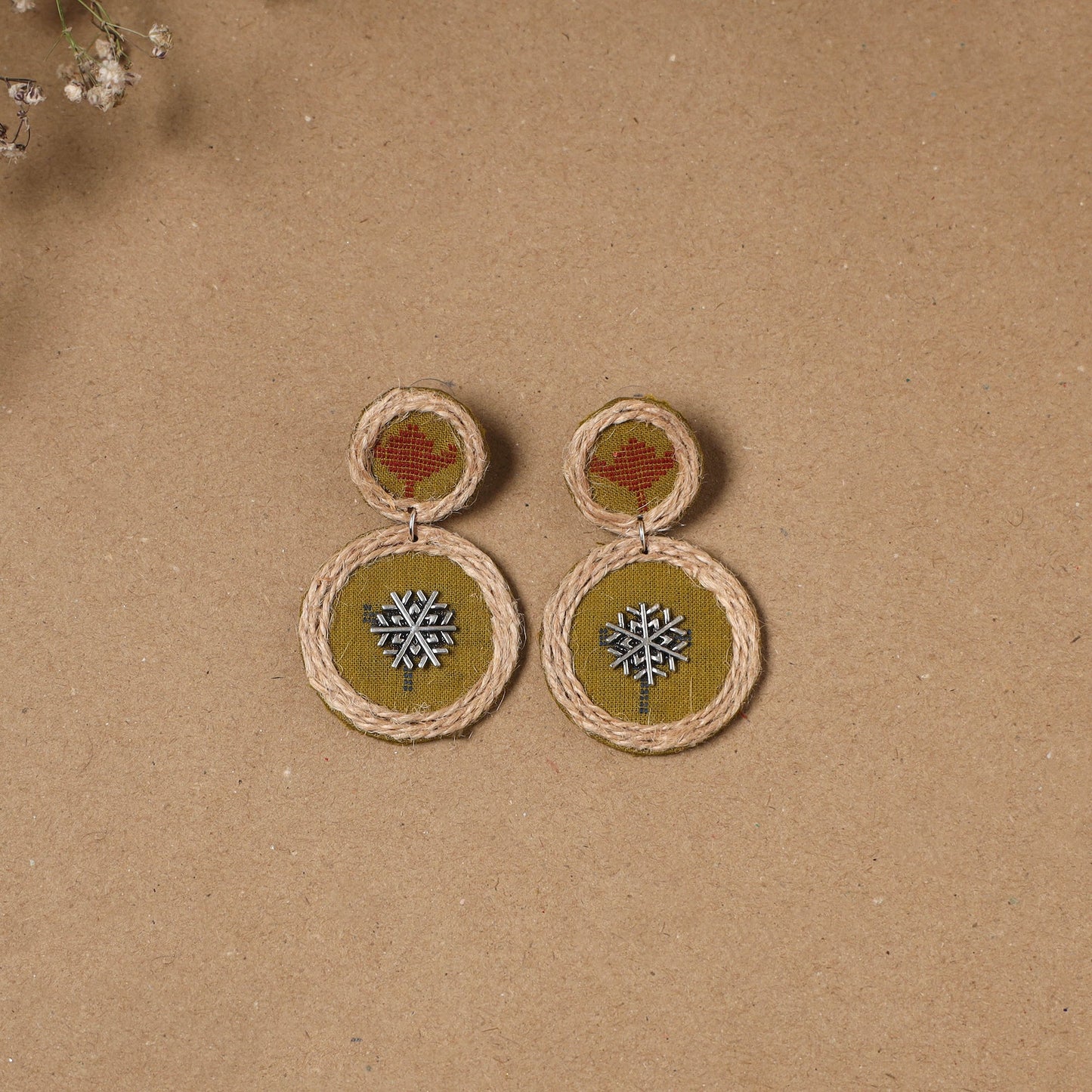 Farah jute fabart handmade earrings - handcrafted