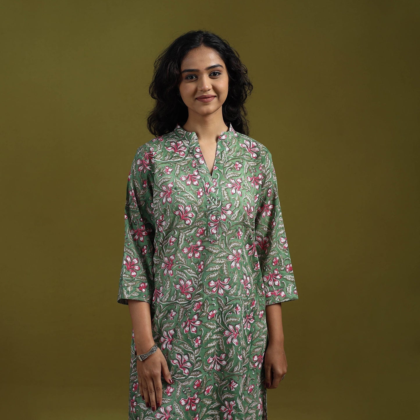 Floral cotton sanganeri co-ord set 03 - handcrafted