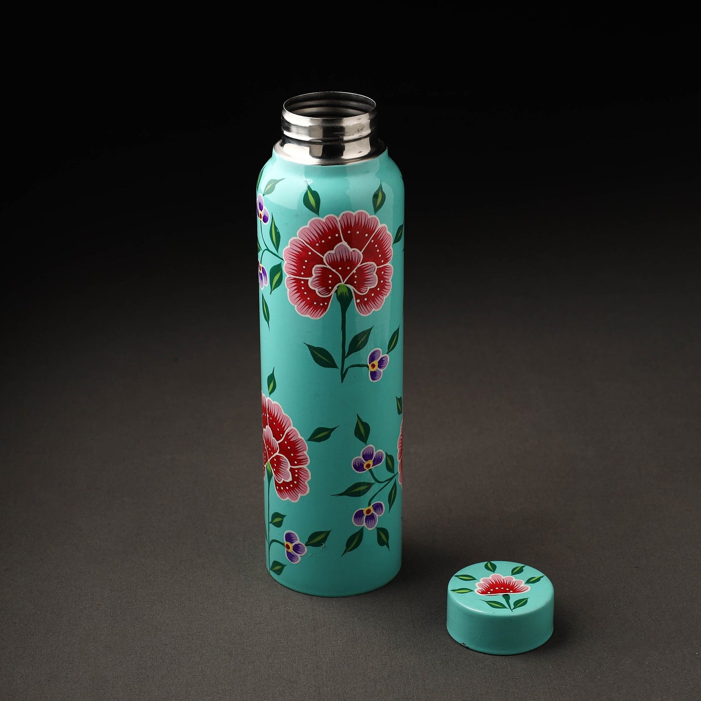 Floral Handpainted Enamelware Stainless Steel Water Bottle