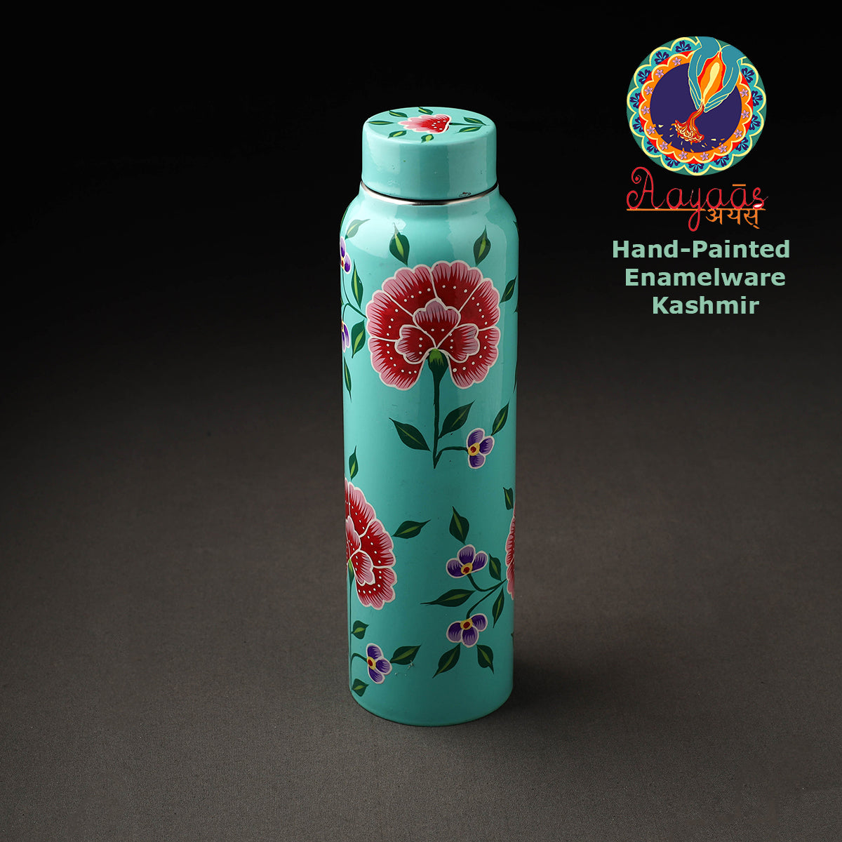 Floral Handpainted Enamelware Stainless Steel Water Bottle