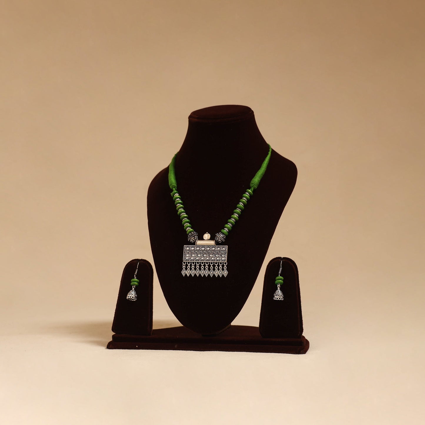 German silver beaded necklace set 35 - handcrafted
