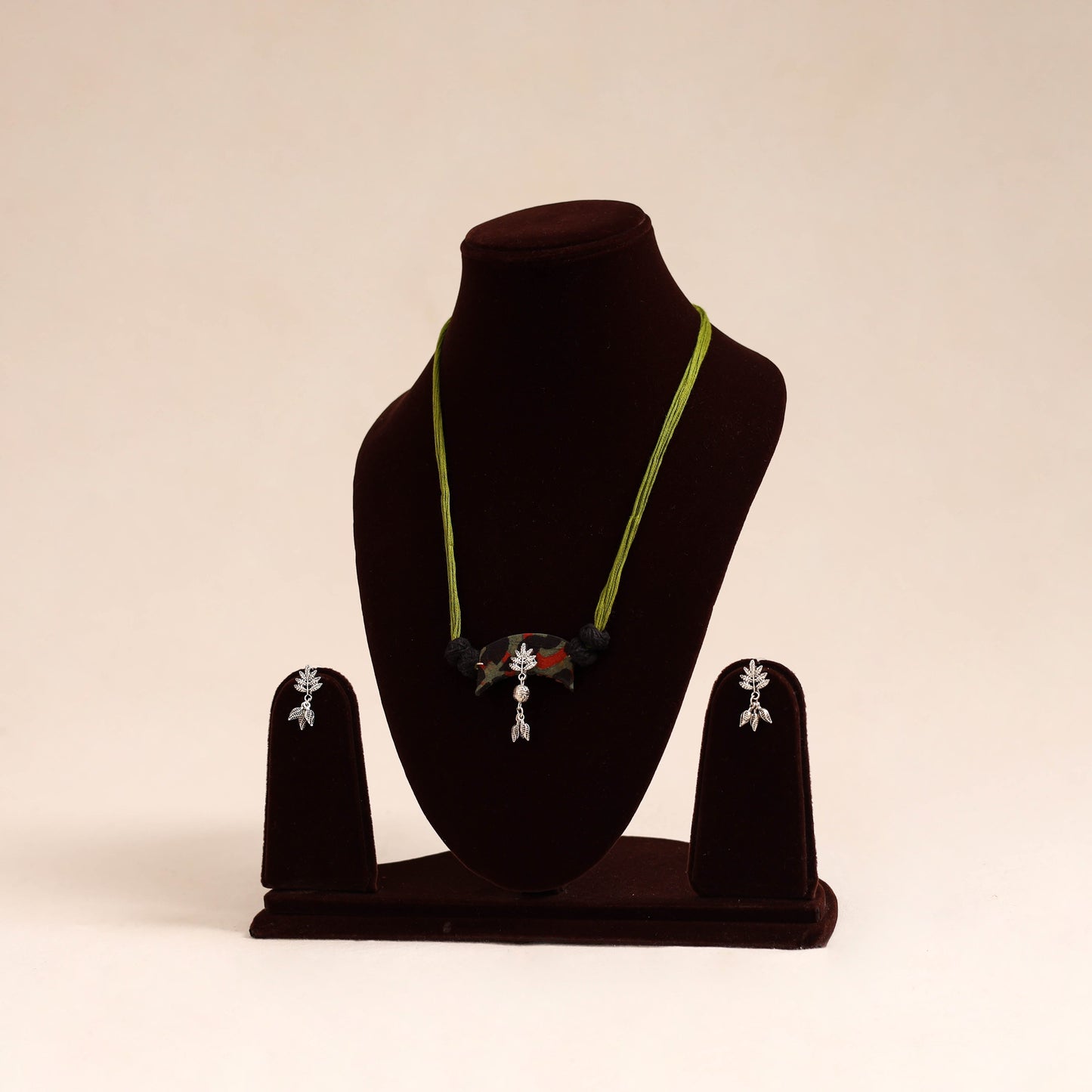 Green German Silver Fabart Necklace Set