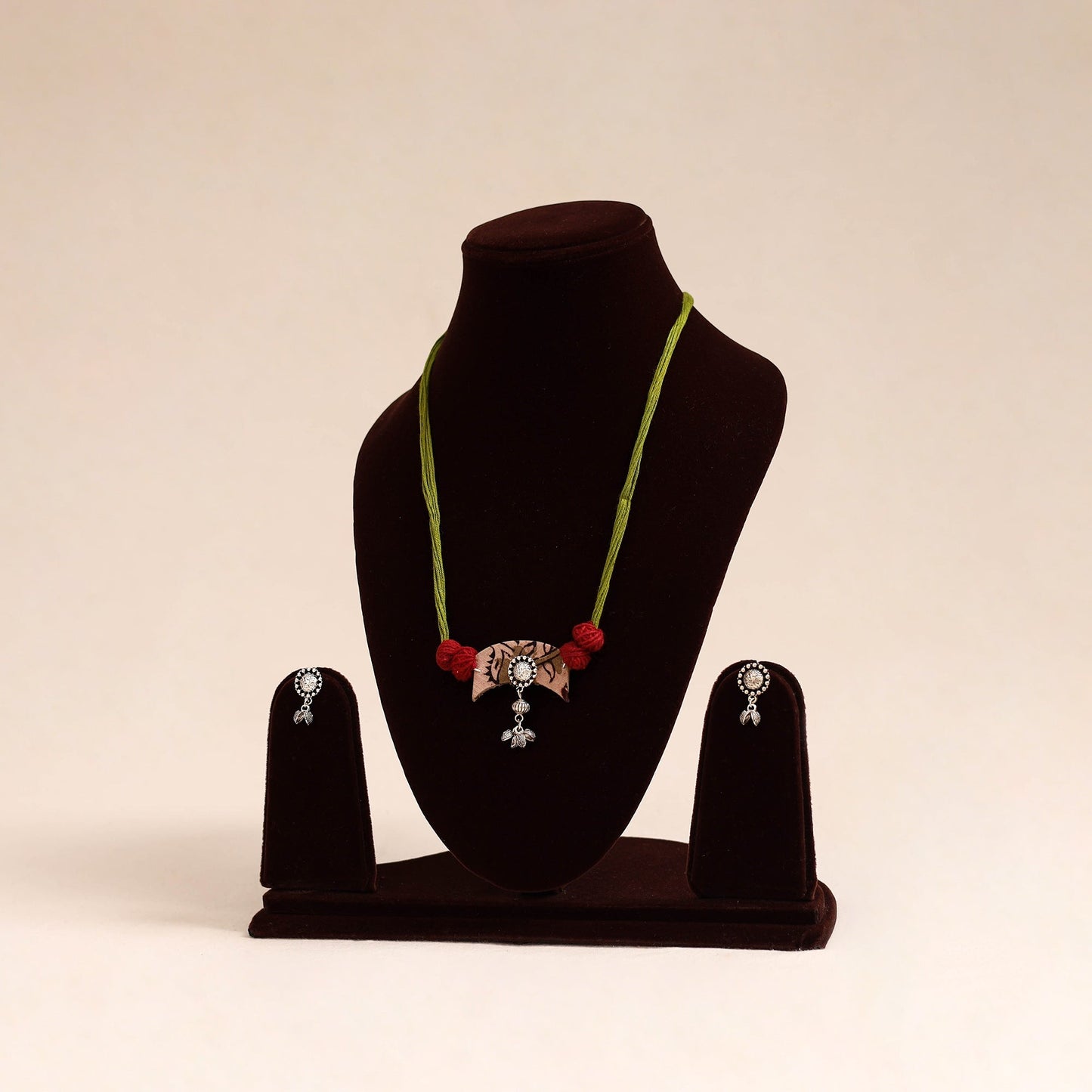Green German Silver Fabart Necklace Set