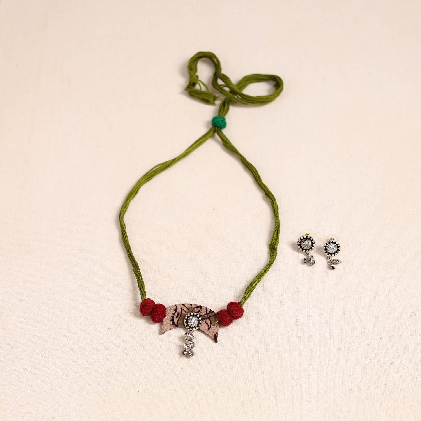 Green German Silver Fabart Necklace Set