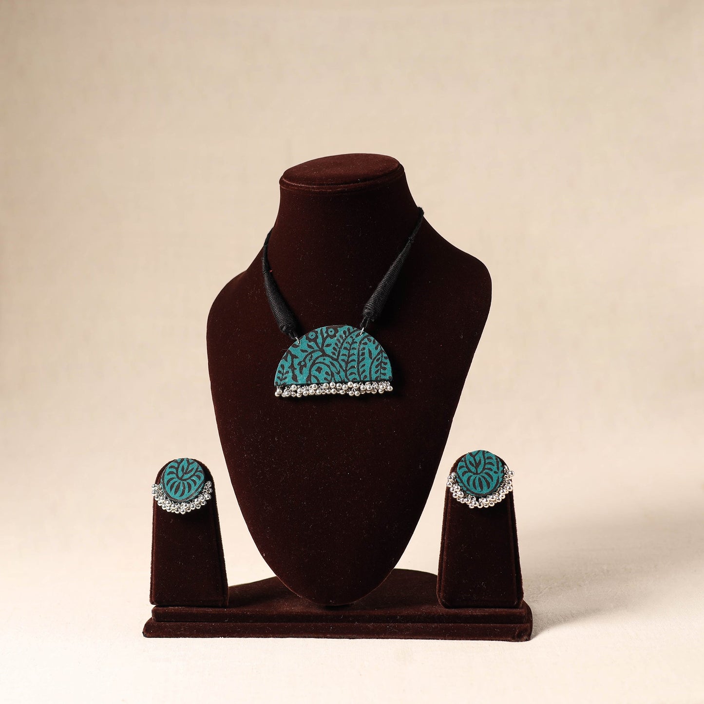 Green German Silver Fabart Necklace Set