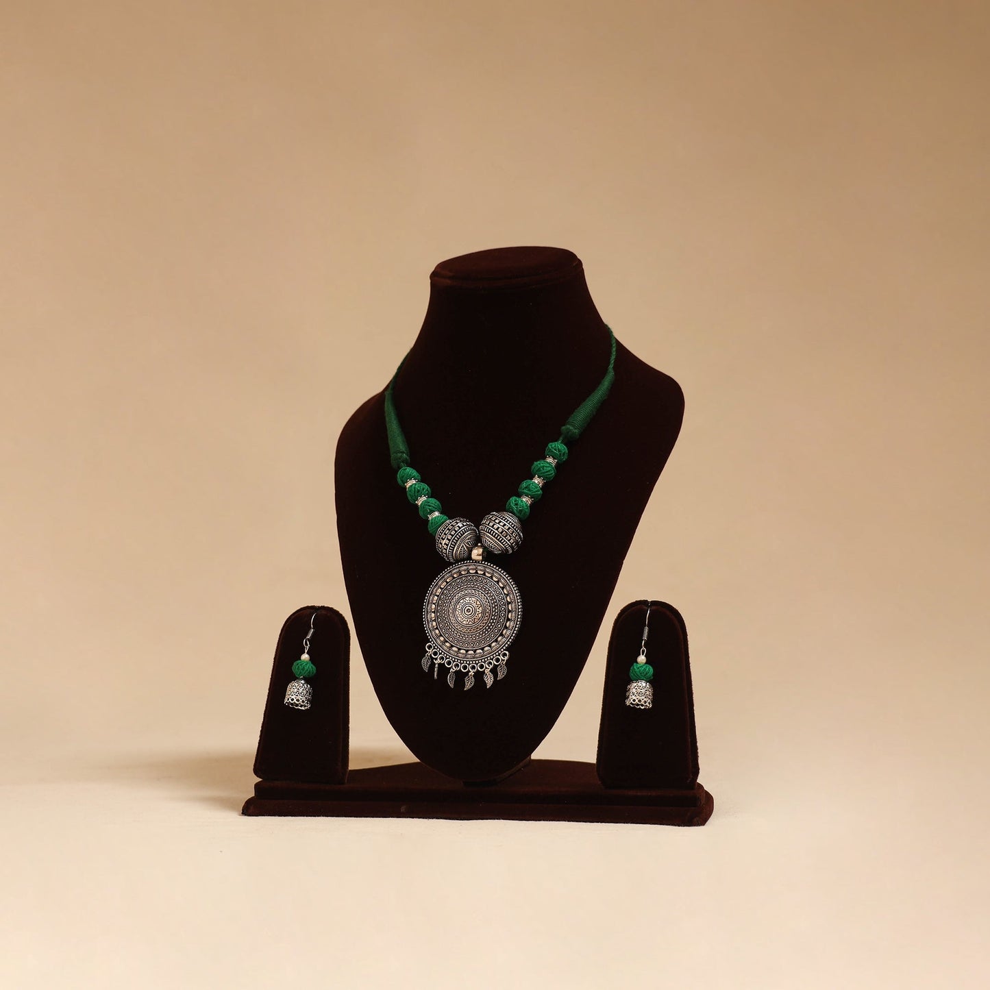 German silver thread beads necklace set 26 - handcrafted