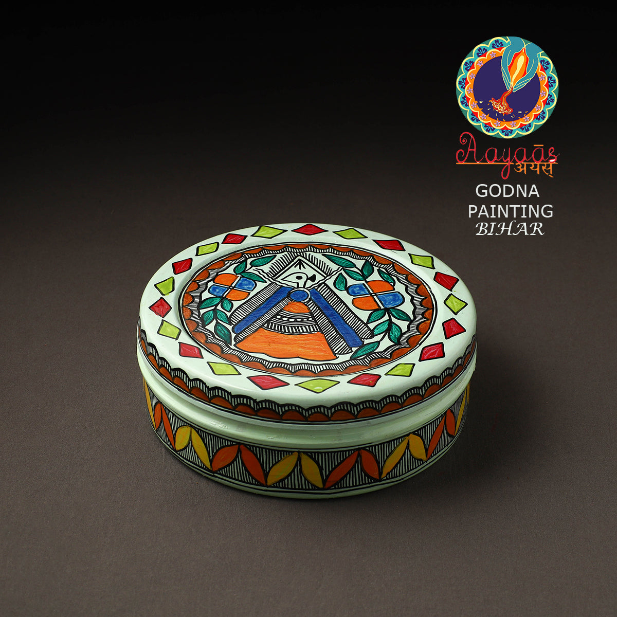 Godna Madhubani Handpainted Stainless Steel Casserole