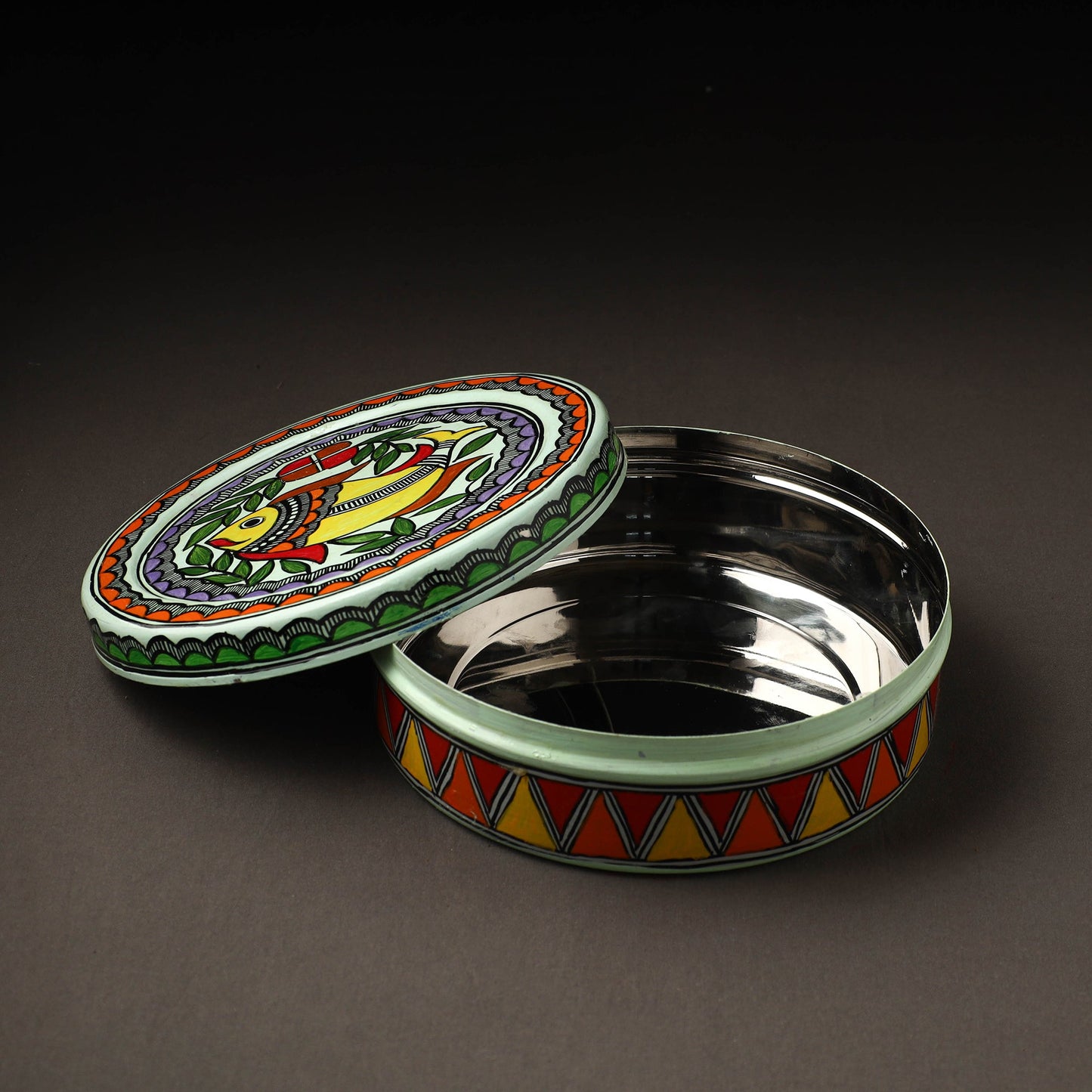 Godna Madhubani Handpainted Stainless Steel Casserole