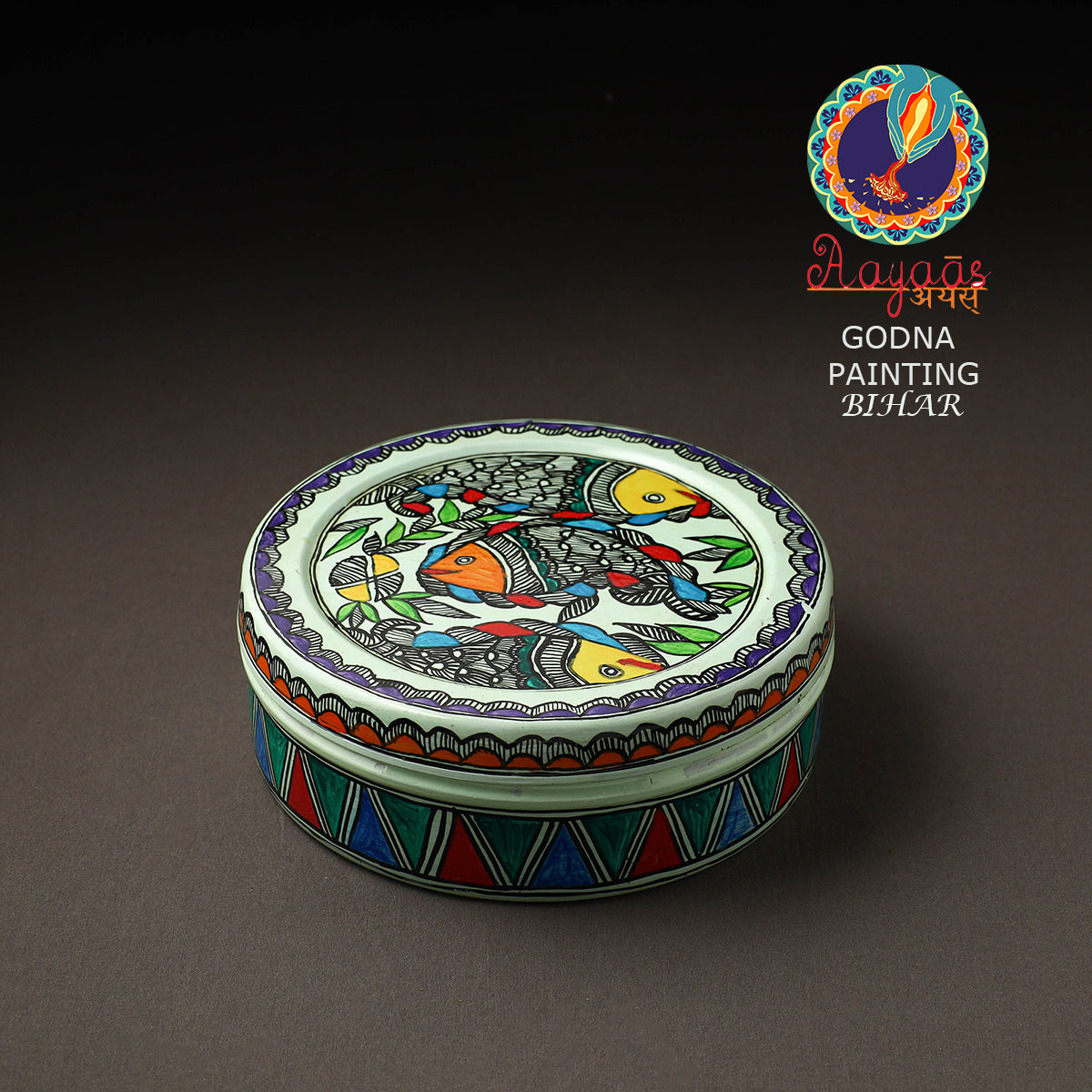 Godna Madhubani Handpainted Stainless Steel Casserole