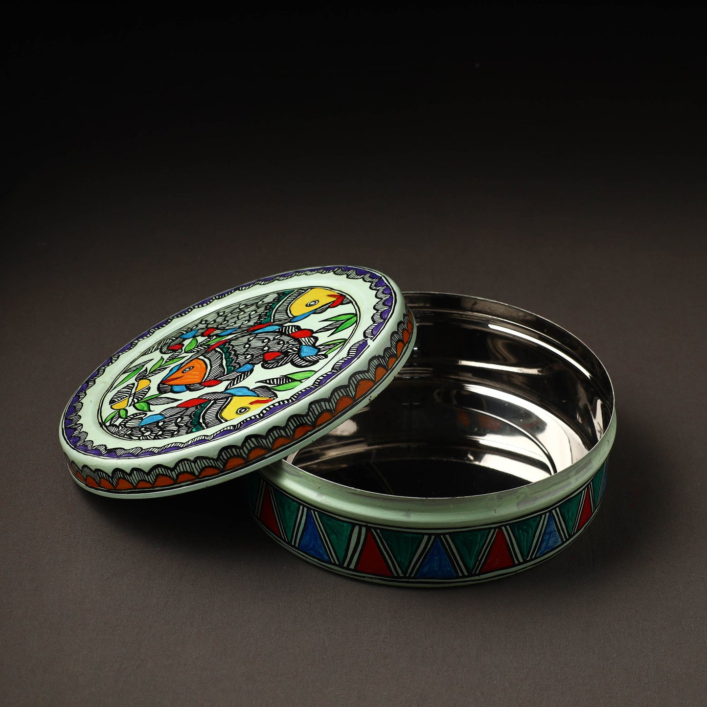 Godna Madhubani Handpainted Stainless Steel Casserole