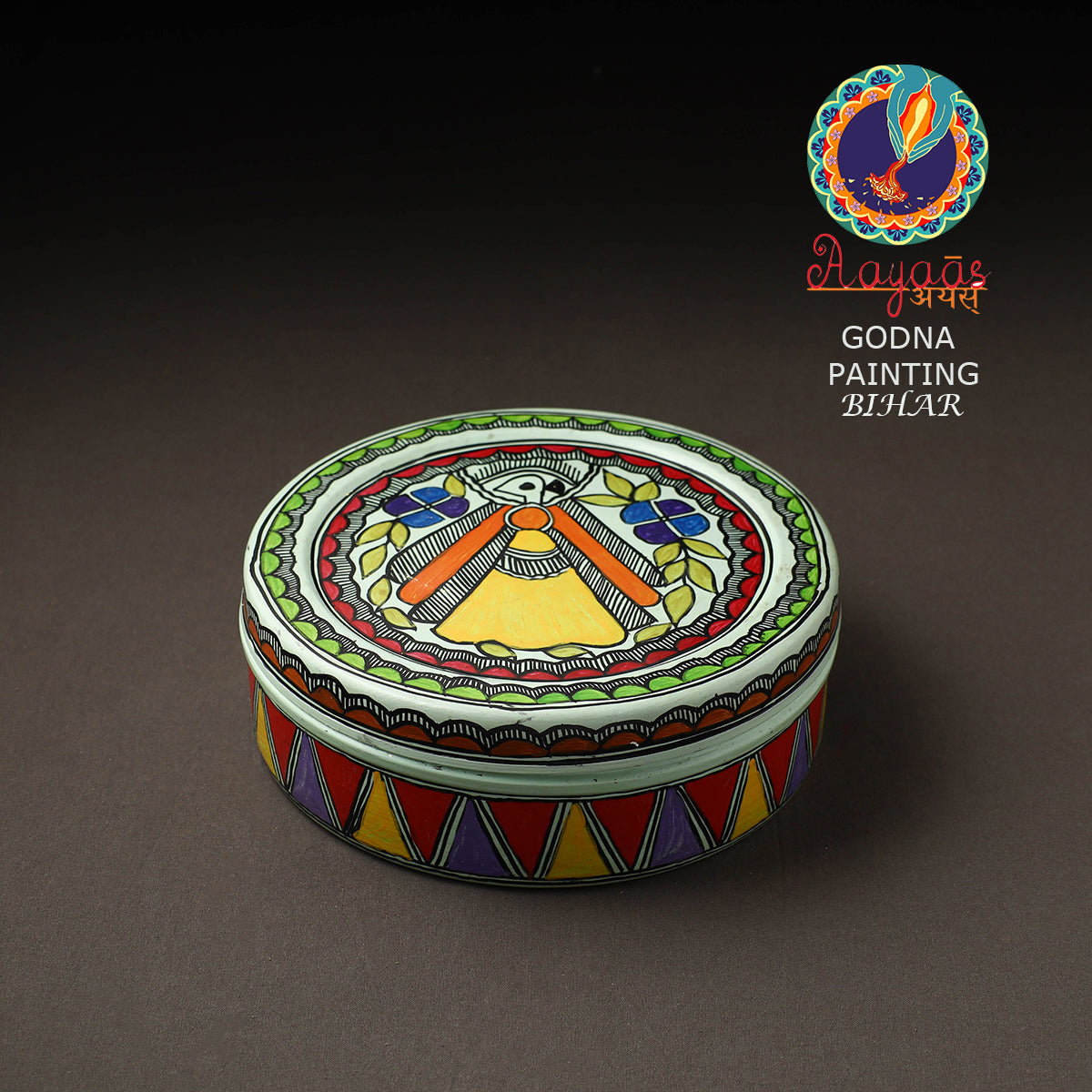 Godna Madhubani Handpainted Stainless Steel Casserole