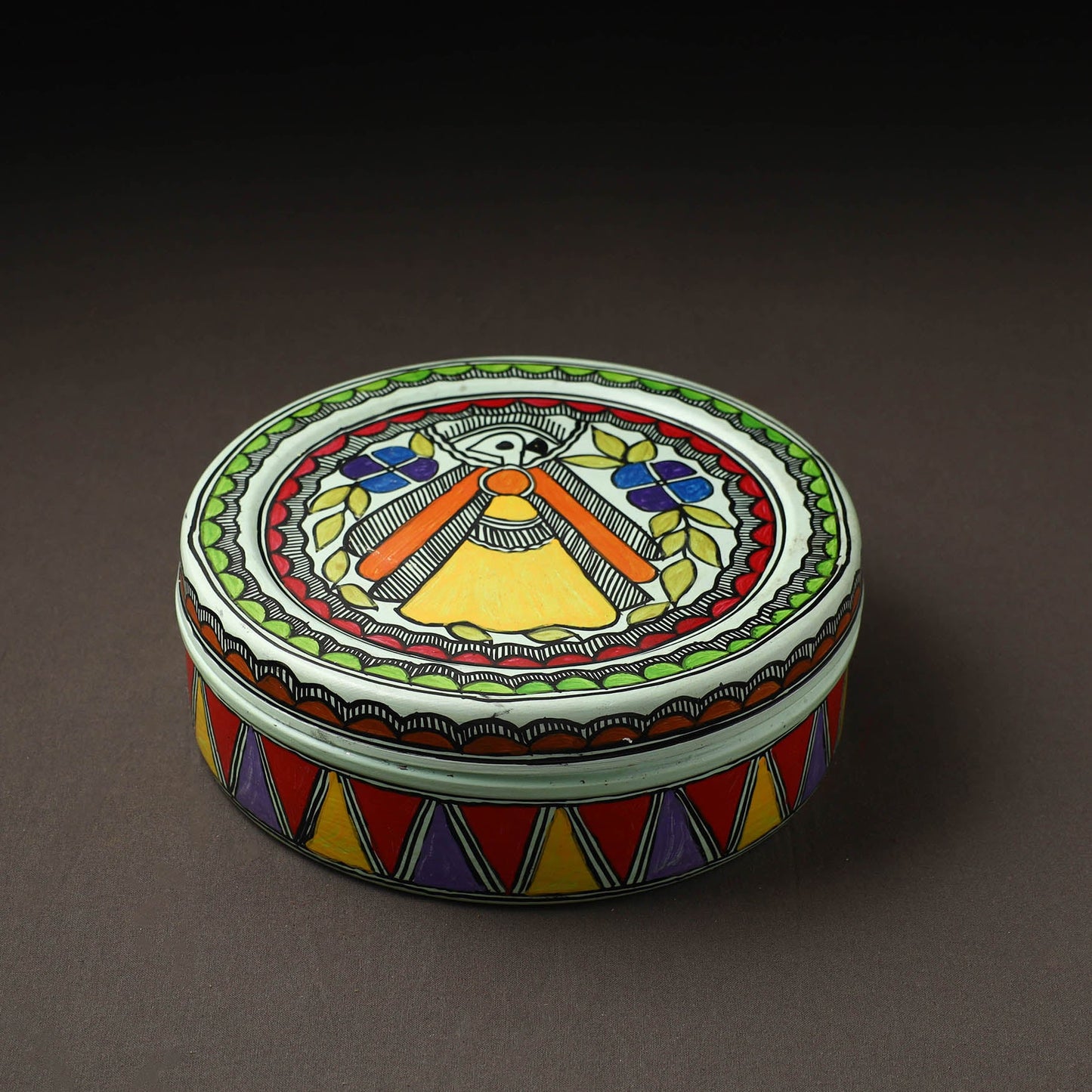 Godna Madhubani Handpainted Stainless Steel Casserole
