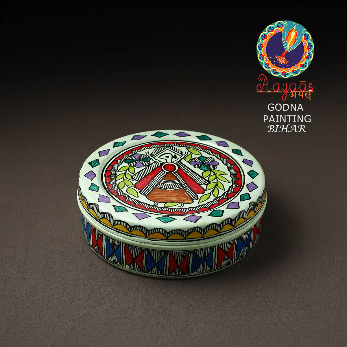 Godna Madhubani Handpainted Stainless Steel Casserole