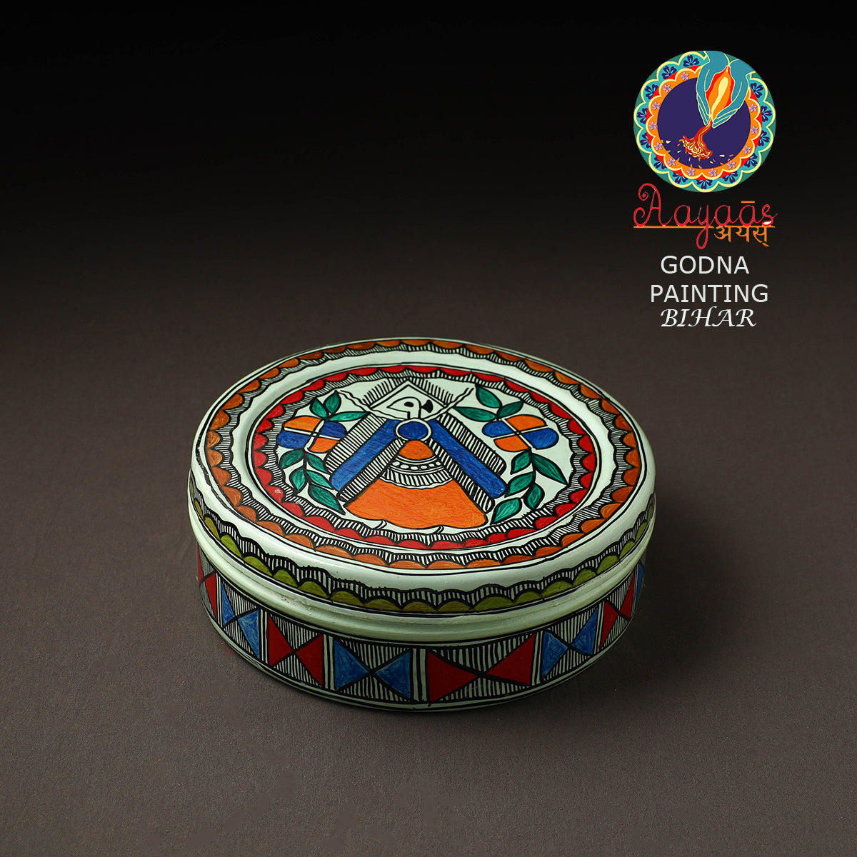 Godna Madhubani Handpainted Stainless Steel Casserole