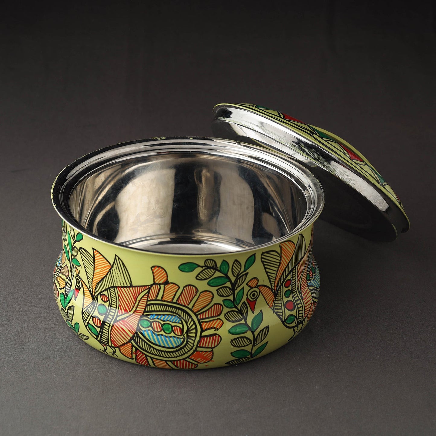 Godna Madhubani Handpainted Stainless Steel Casserole