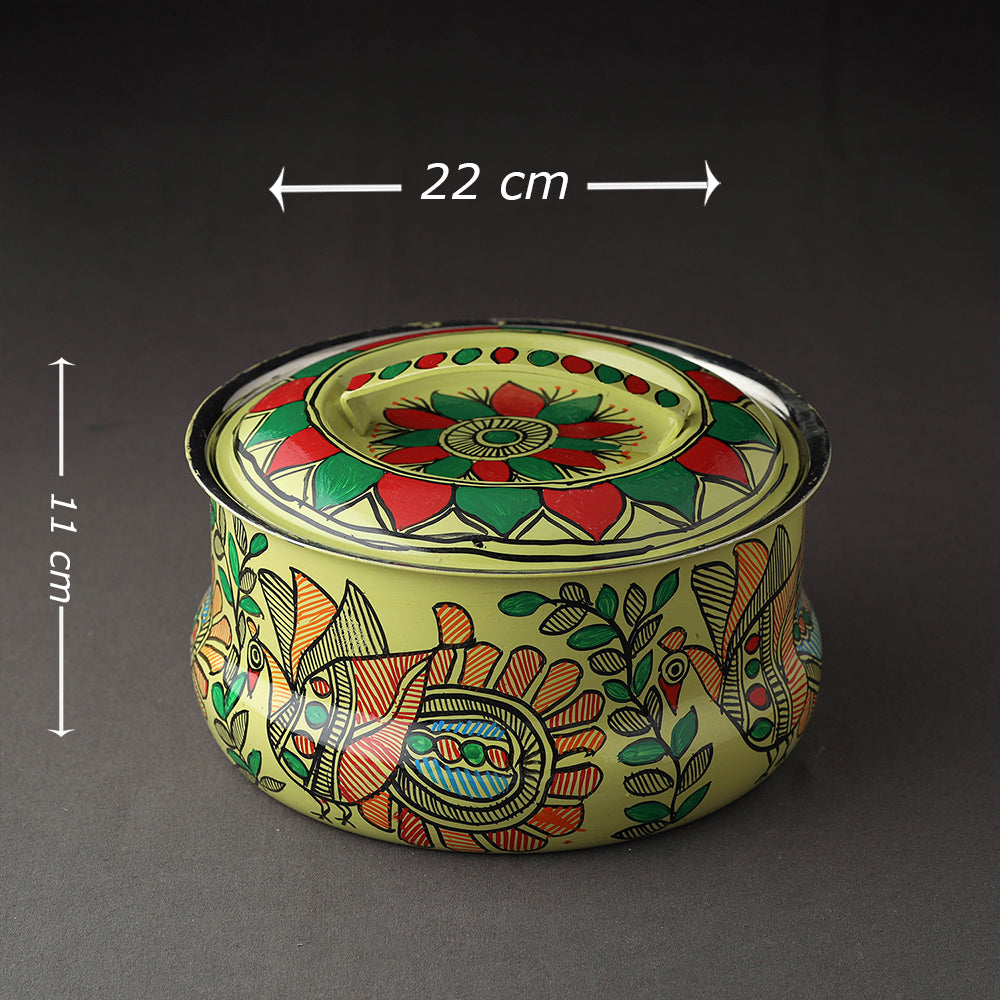 Godna Madhubani Handpainted Stainless Steel Casserole