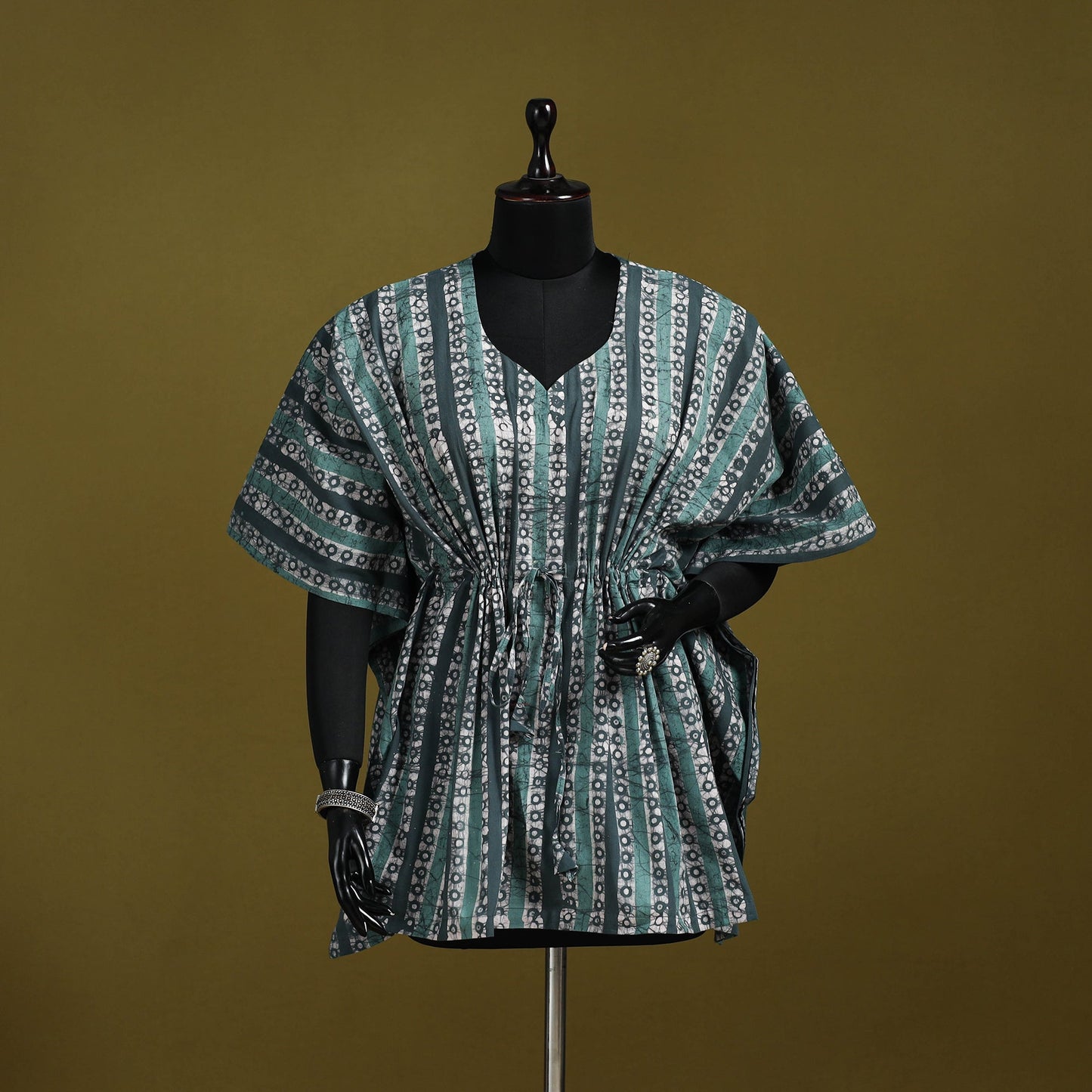 Hand batik cotton short kaftan 08 - handcrafted