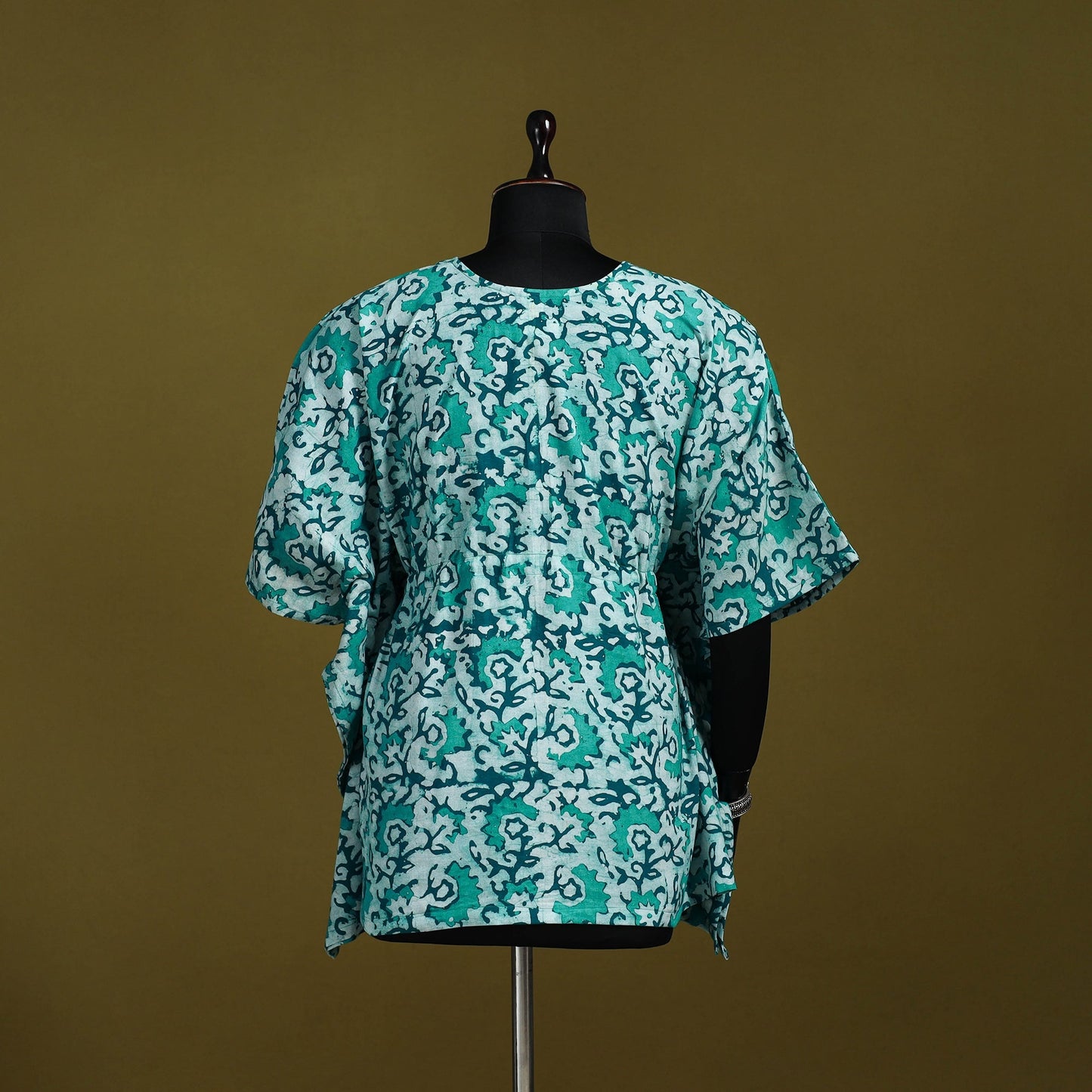 Hand batik cotton short kaftan 25 - handcrafted