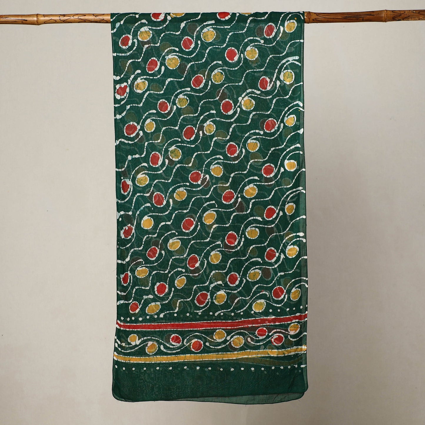 Green - hand batik printed mul cotton stole 54 - handcrafted