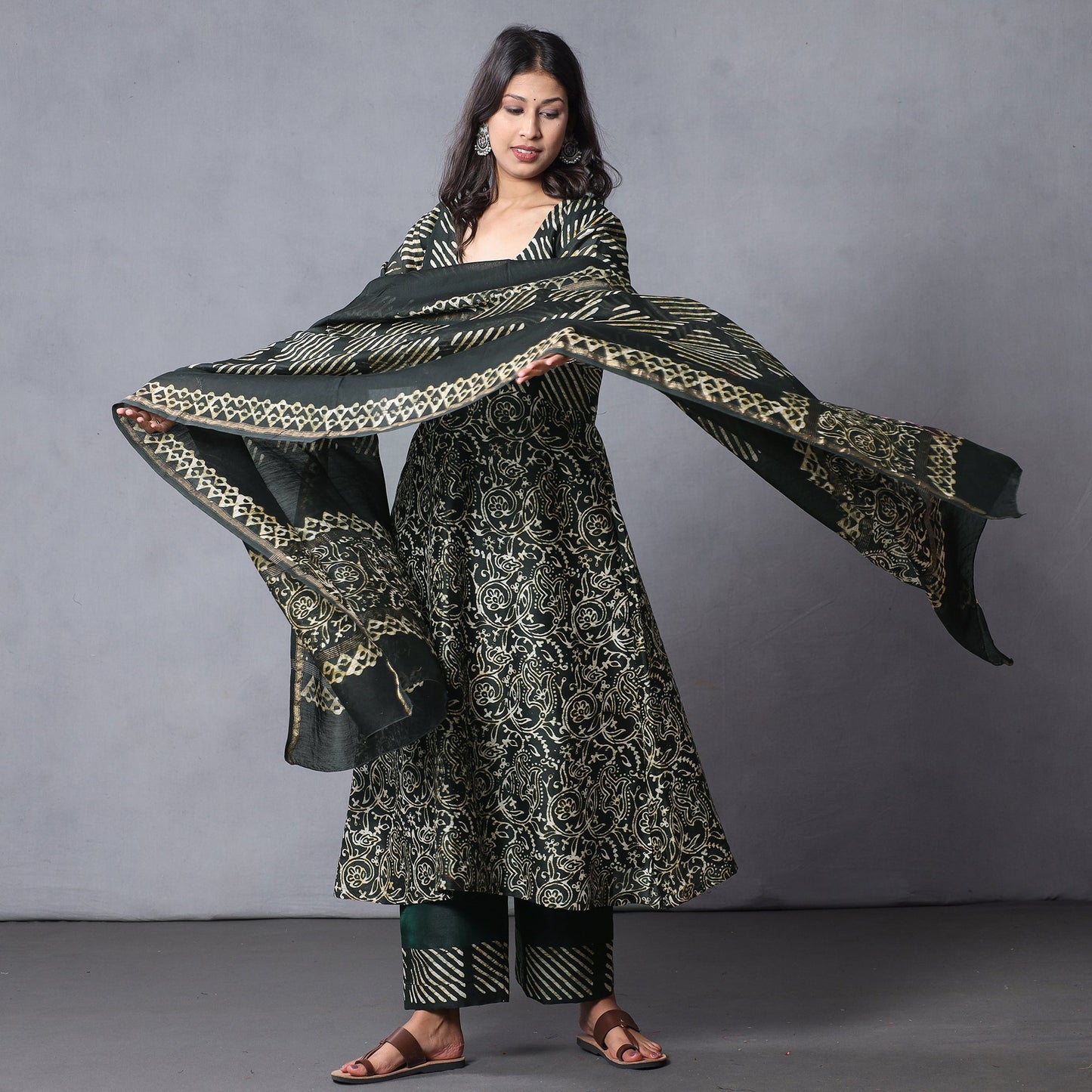 Batik Kurta with Palazzo & Dupatta Set