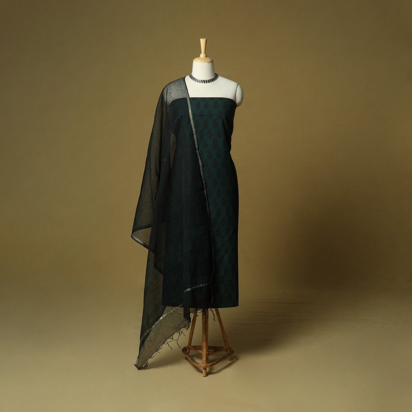 Hand block bagh print cotton 3pc unstitched dress material