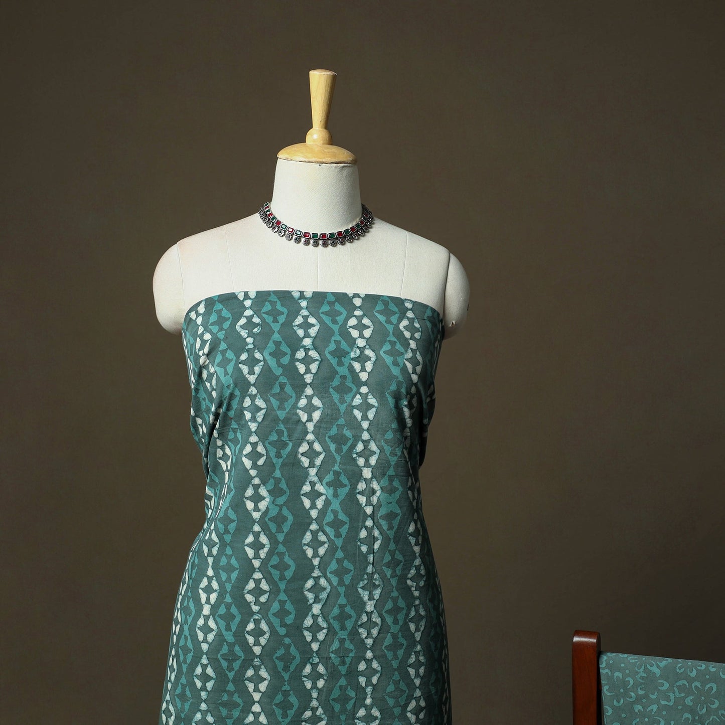 Hand block batik print cotton 3pc unstitched dress material