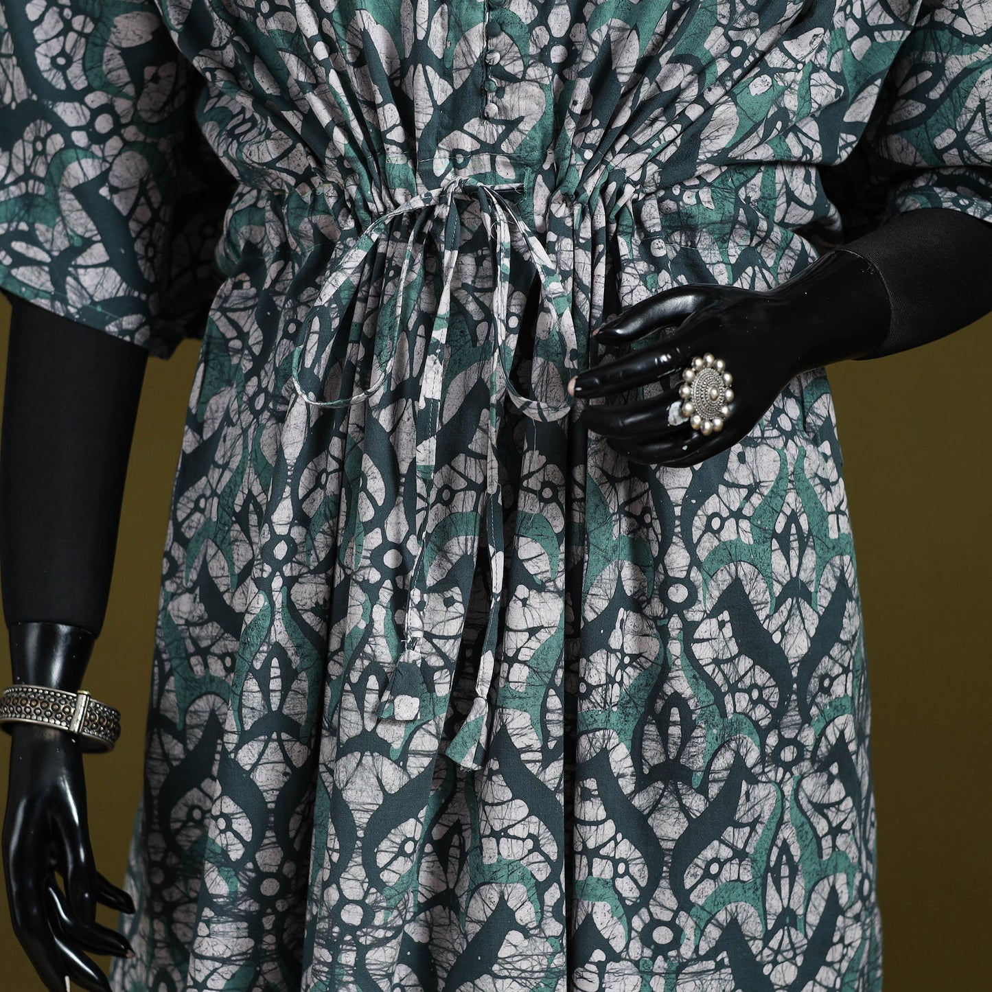 Hand batik cotton long kaftan 11 - handcrafted