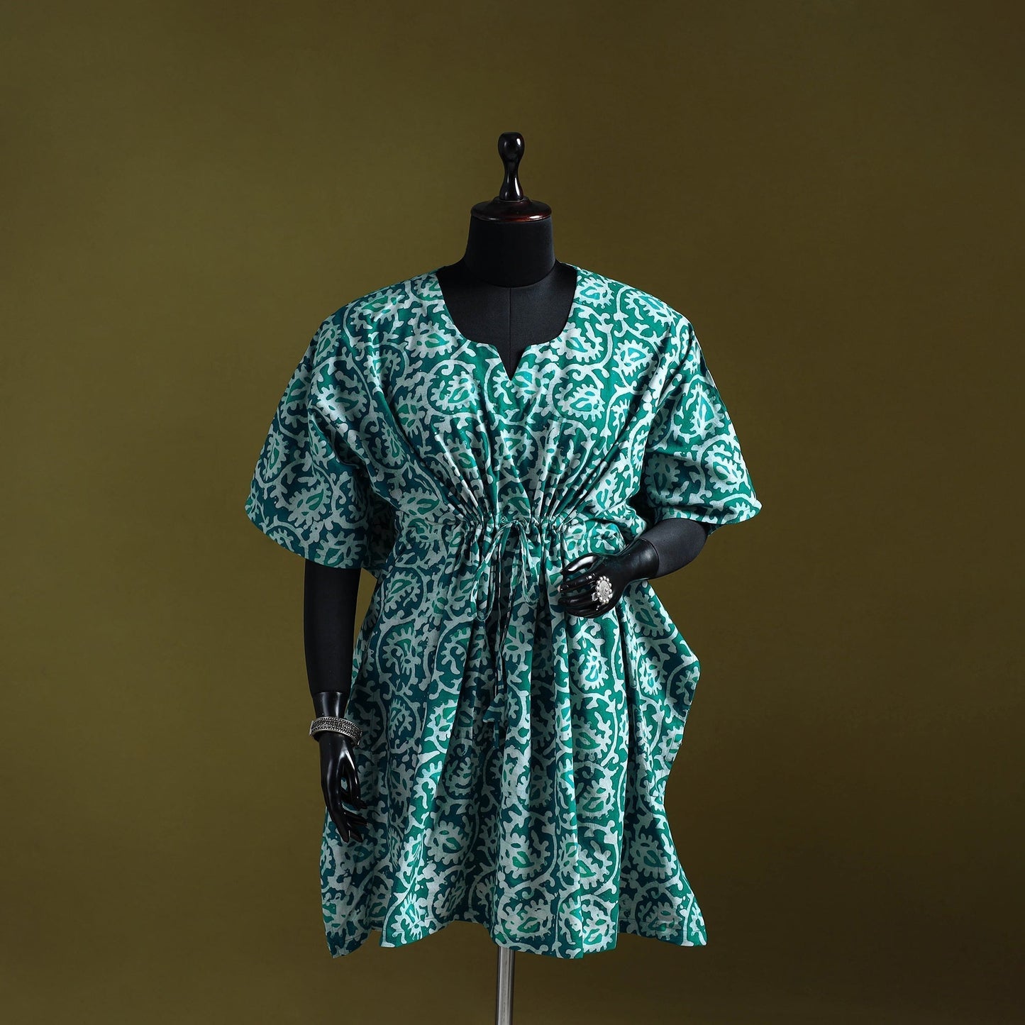 Hand batik cotton medium kaftan 37 - handcrafted