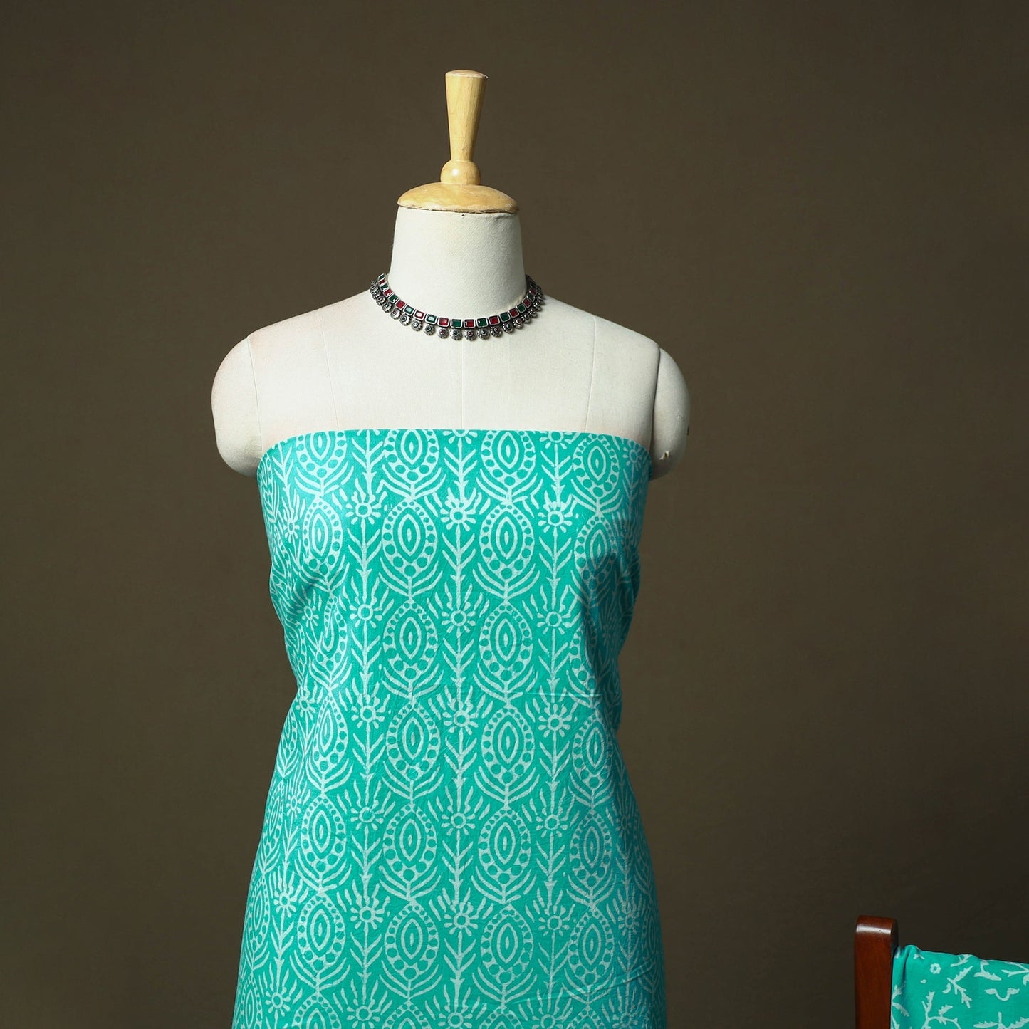 Hand block jaipur print cotton 3pc unstitched dress