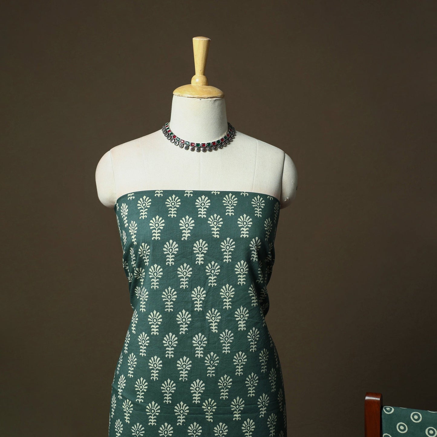 Hand block jaipur print cotton 3pc unstitched dress