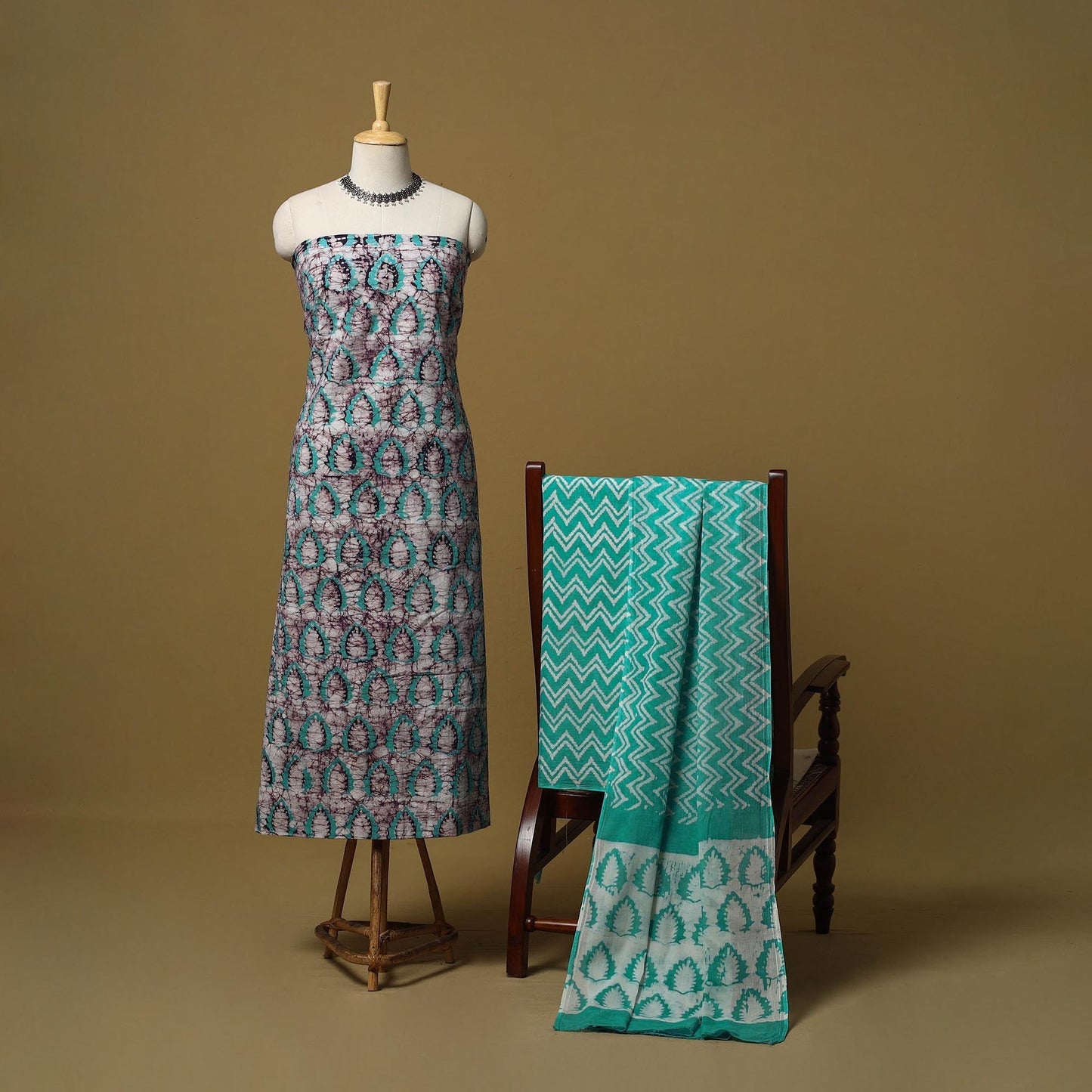 Hand kutch batik cotton 3pc unstitched dress material 28