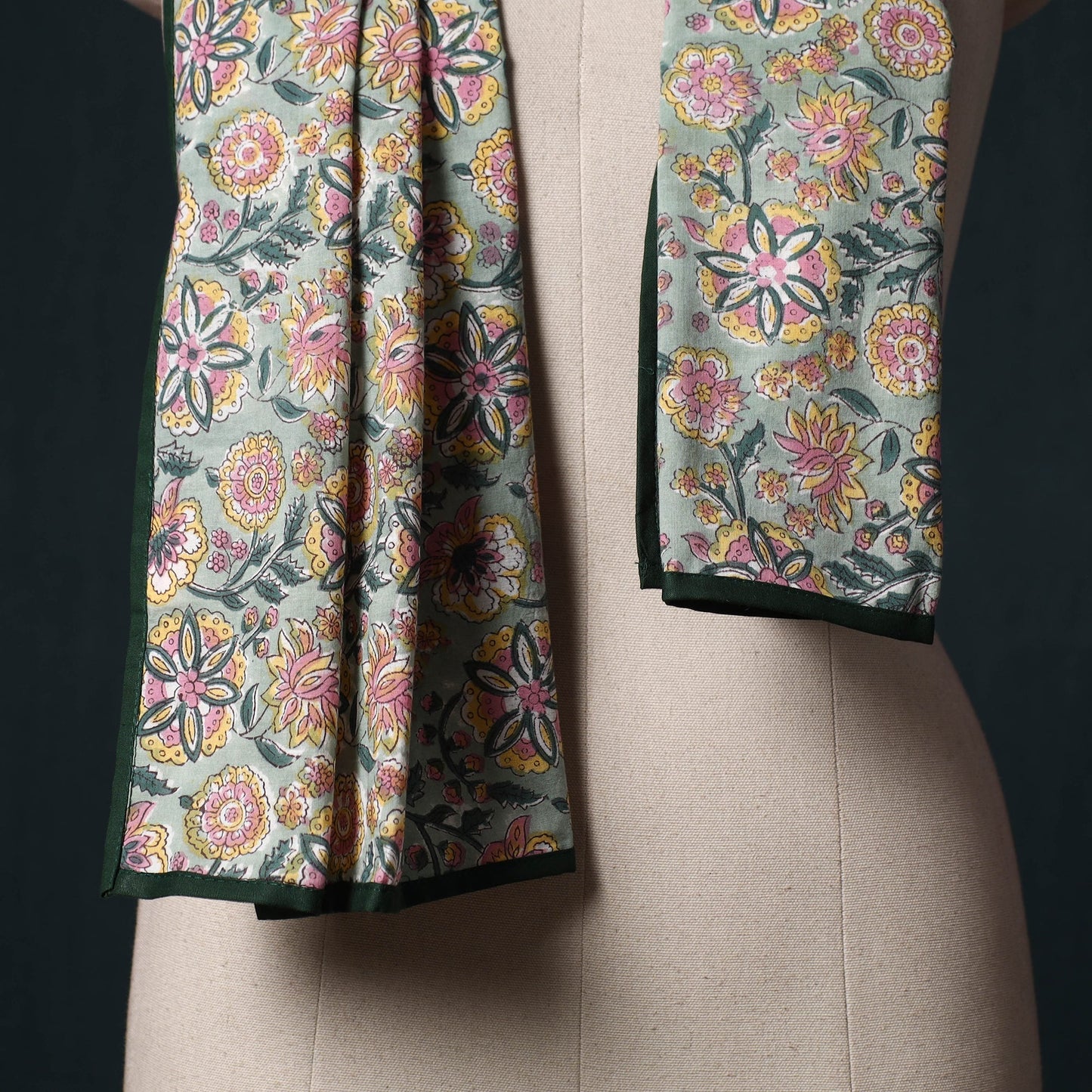 Hand block print cotton sanganeri stole 06 - handcrafted