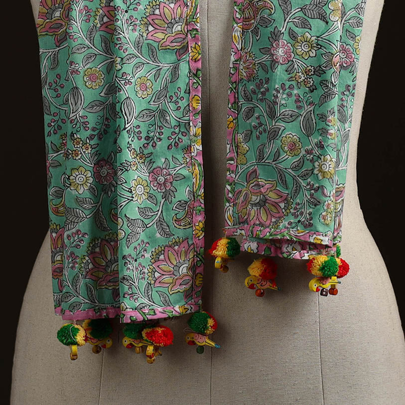 Hand cotton sanganeri stole 06 - handcrafted