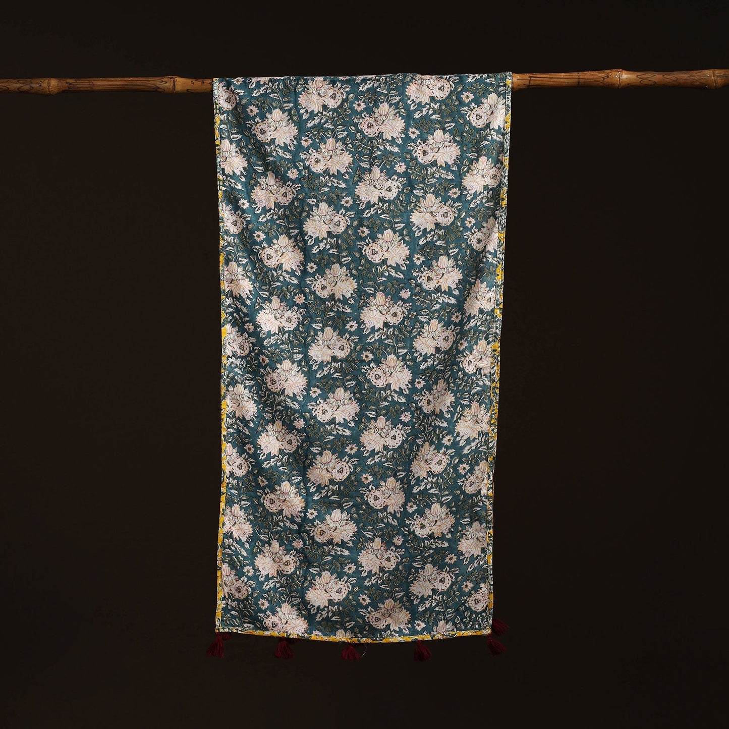 Hand cotton sanganeri stole 21 - handcrafted