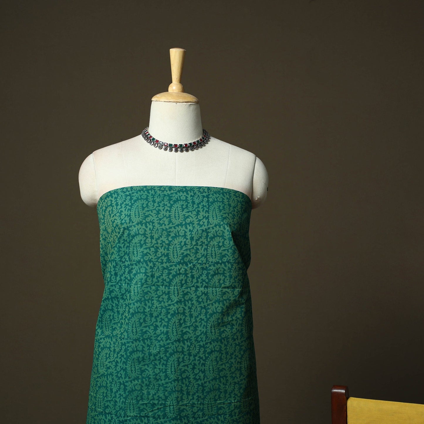 Hand block print mangalagiri cotton 3pc unstitched dress