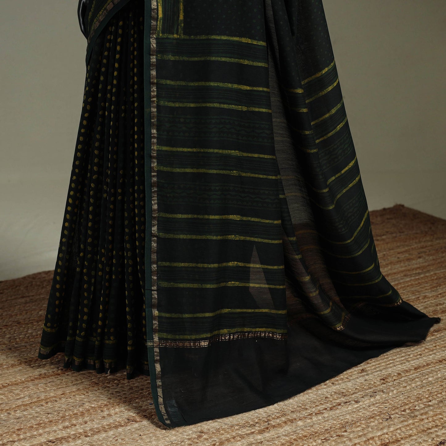 Hand block print natural dyed chanderi silk akola saree 20