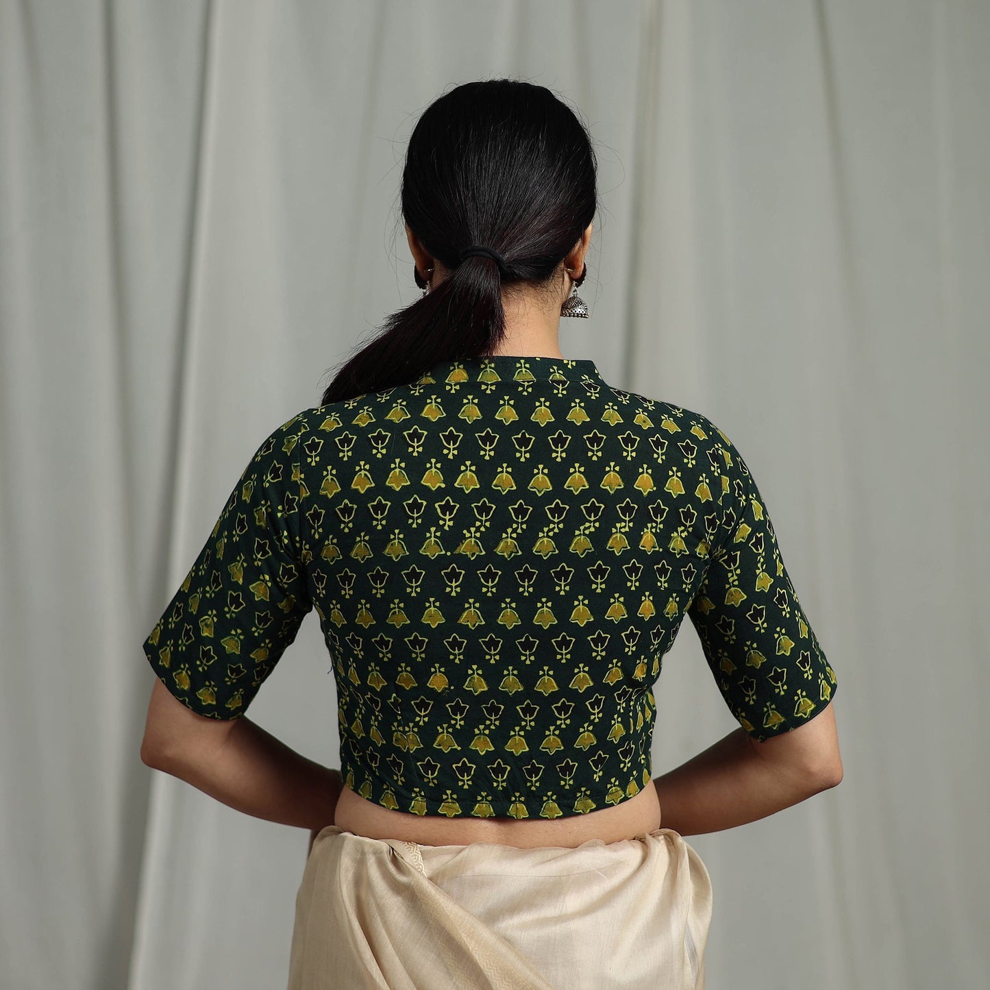 Hand natural dyed cotton readymade blouse 08 - handcrafted