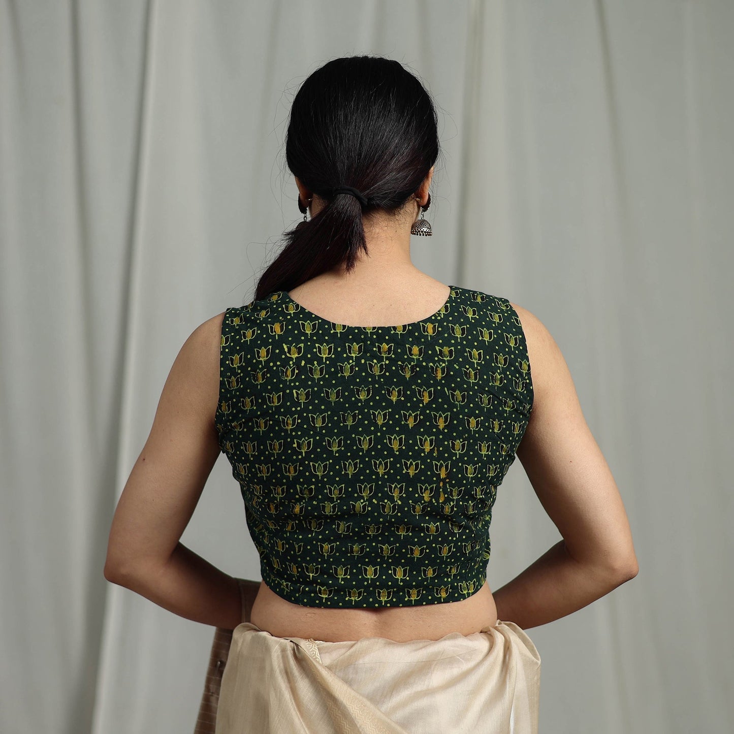 Hand natural dyed cotton readymade blouse 11 - handcrafted