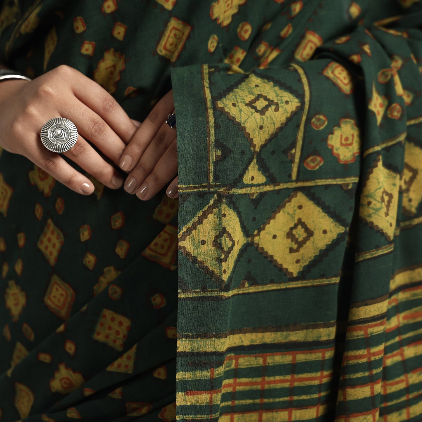 block printed saree